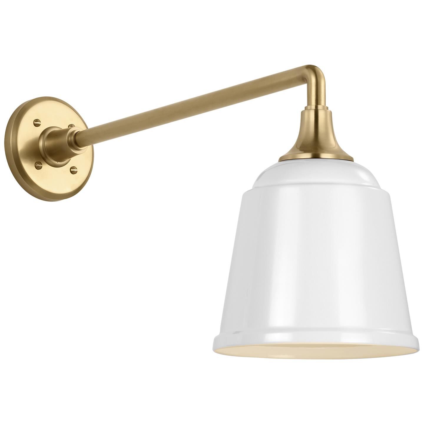 Shown in Hand-Rubbed Antique Brass finish and White Rockhouse shade