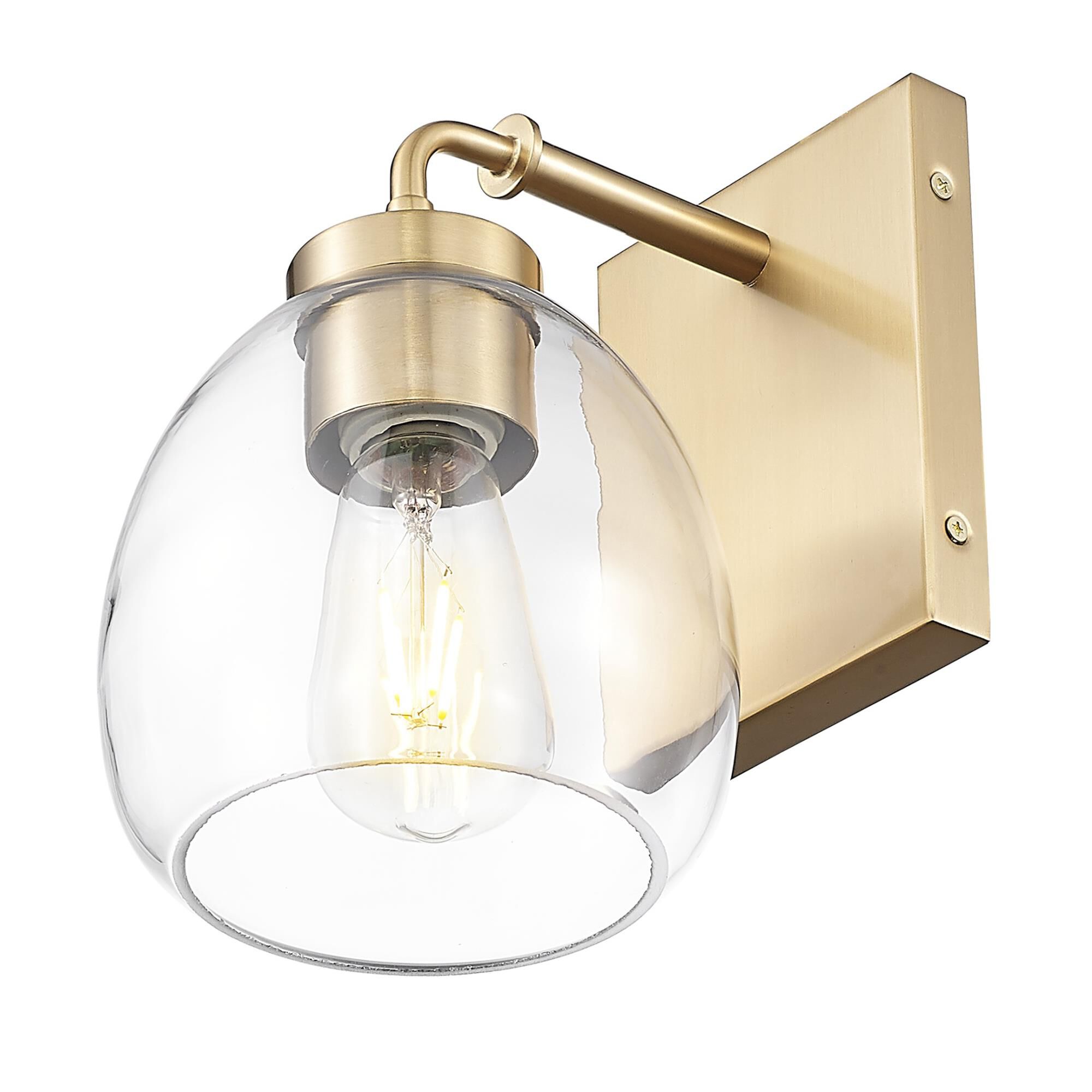 Shown in Brass finish and Clear Glass Globe shade