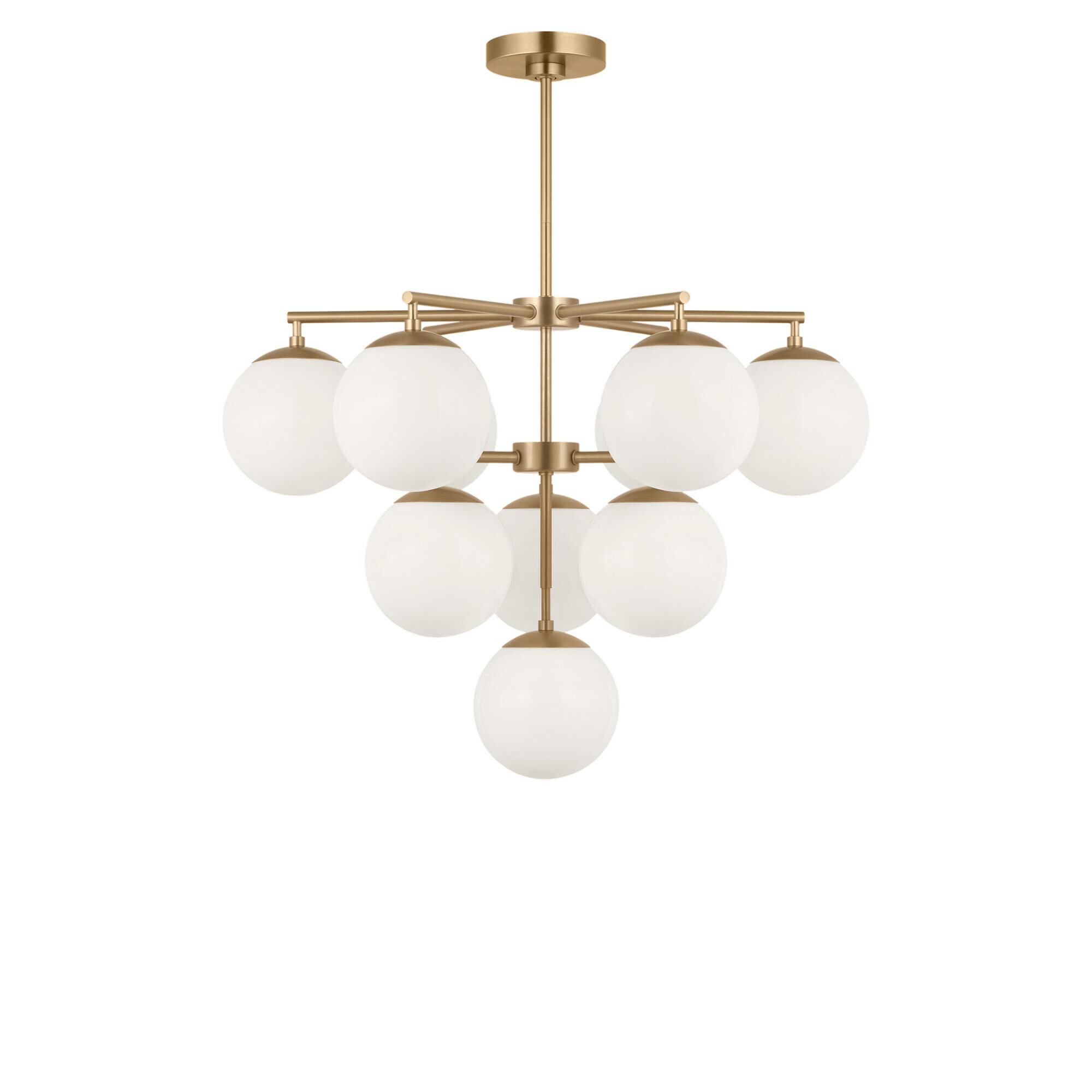Shown in Satin Brass finish and Clear White glass