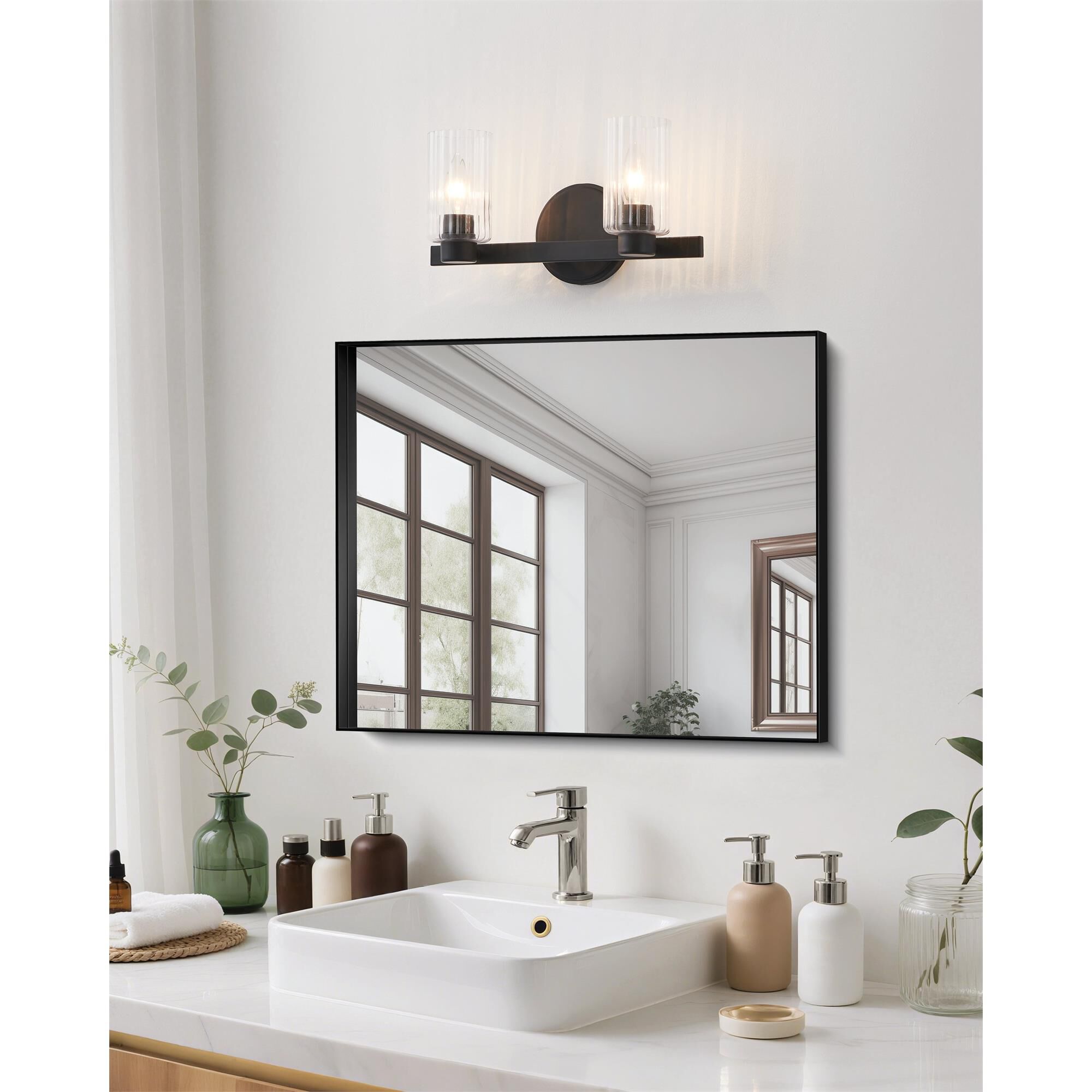 Shown in Matte Black finish and Clear Ribbed glass