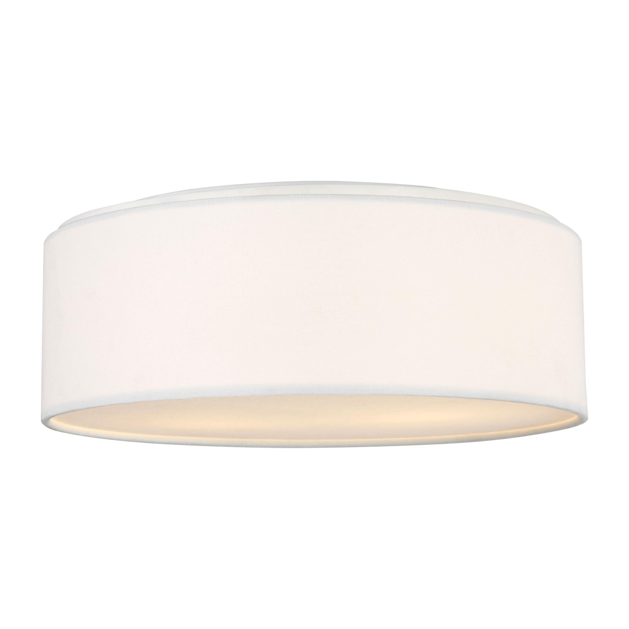 Shown in Matte White finish and White Linen Fabric shade