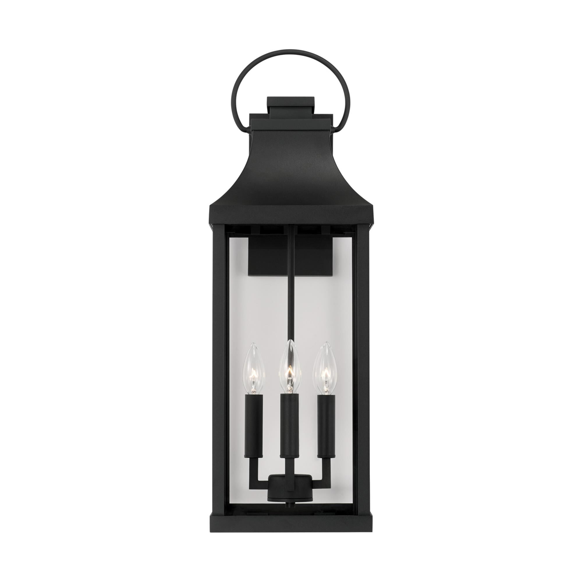 Shown in Black finish and Clear glass