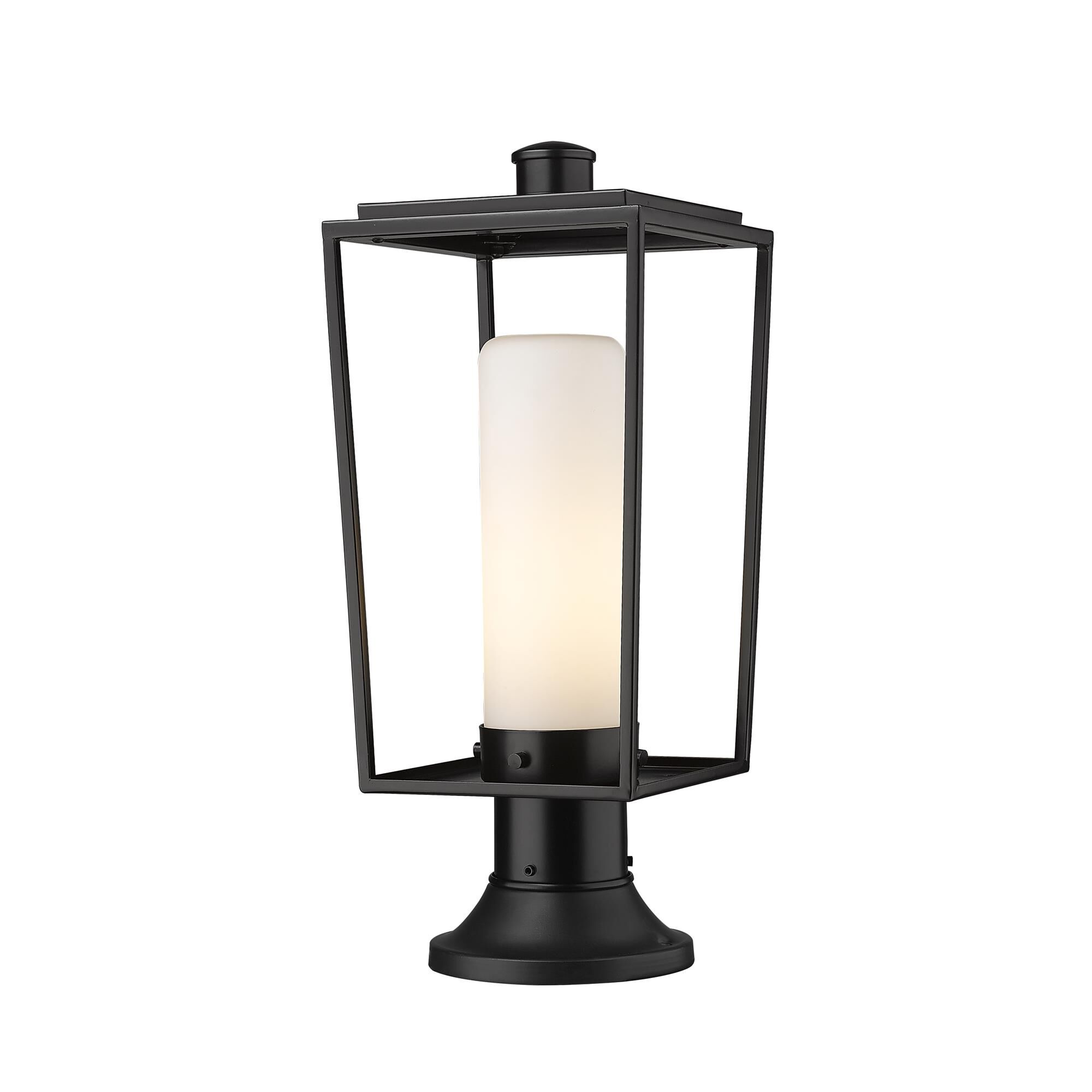 Shown in Black finish and Glass shade