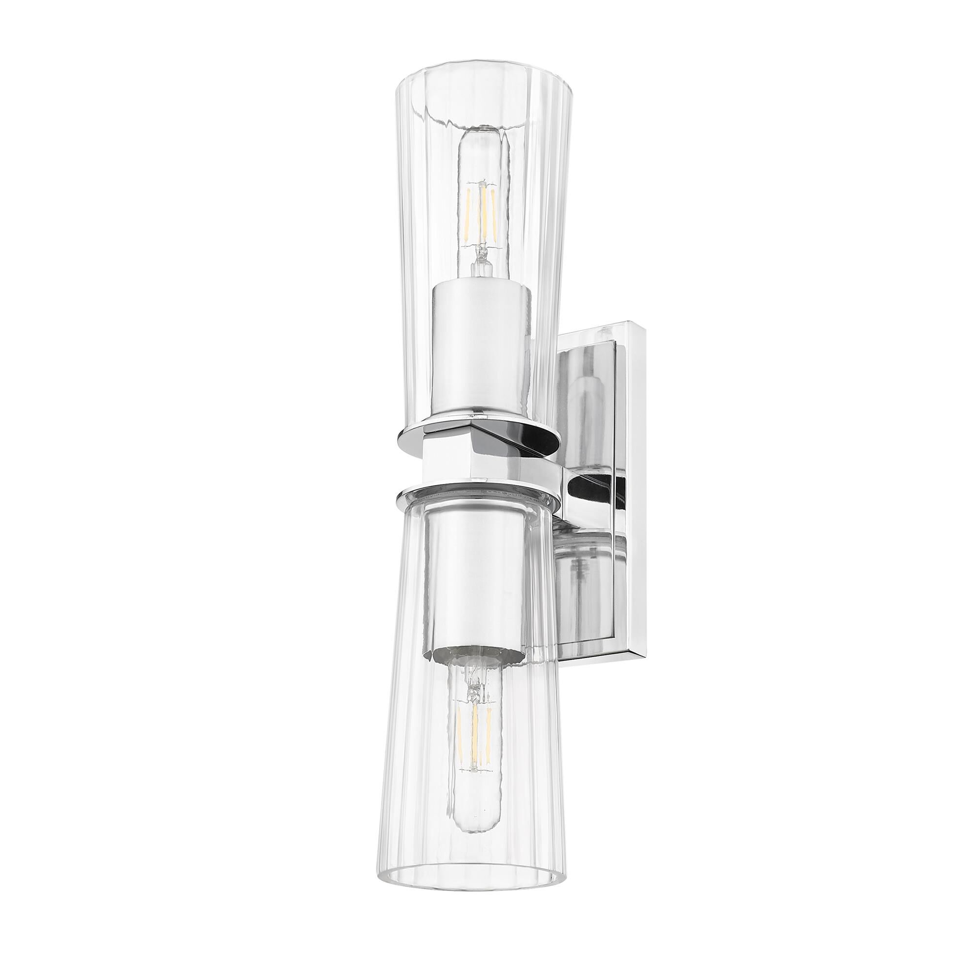 Shown in Chrome finish and Clear glass and Clear shade