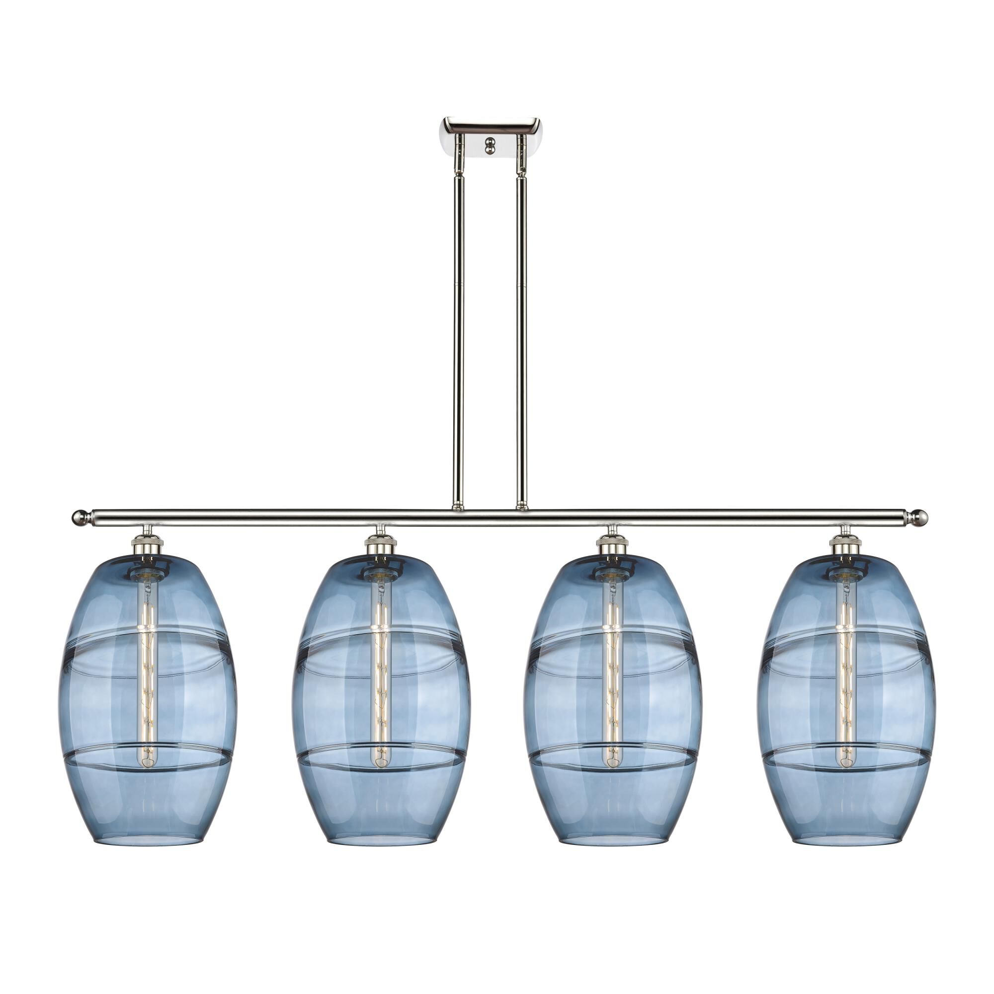 Shown in Polished Nickel finish and Princess Blue glass