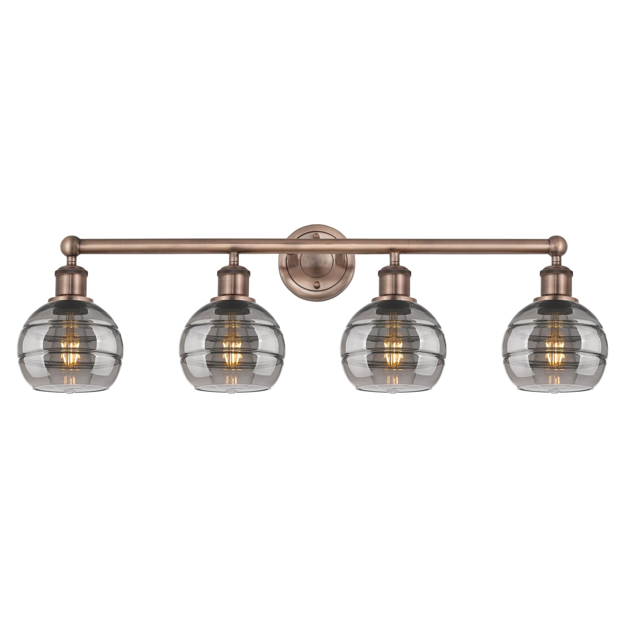Shown in Antique Copper finish and Light Smoke glass