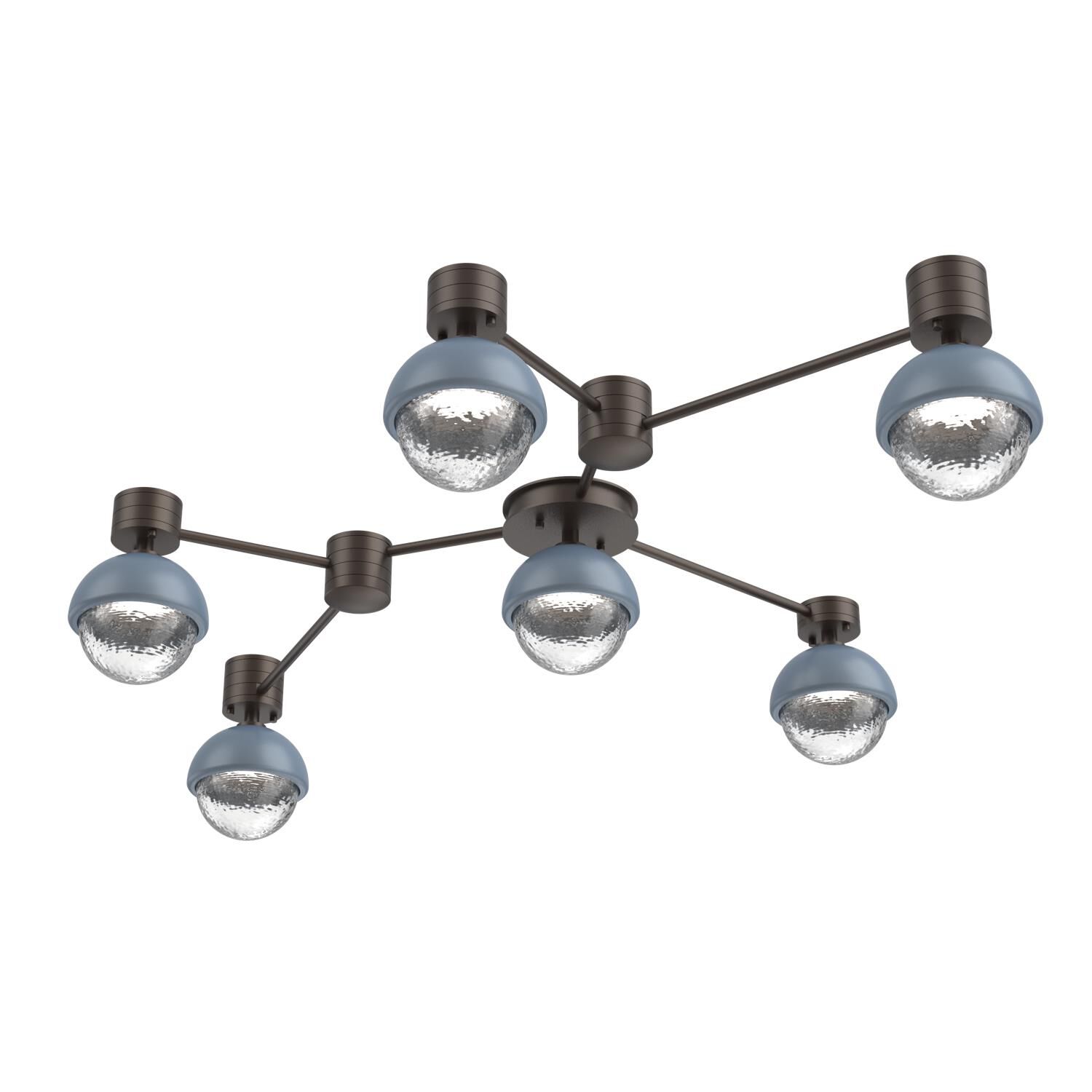 Shown in Flat Bronze finish and Clear glass and Poppy Blue accent