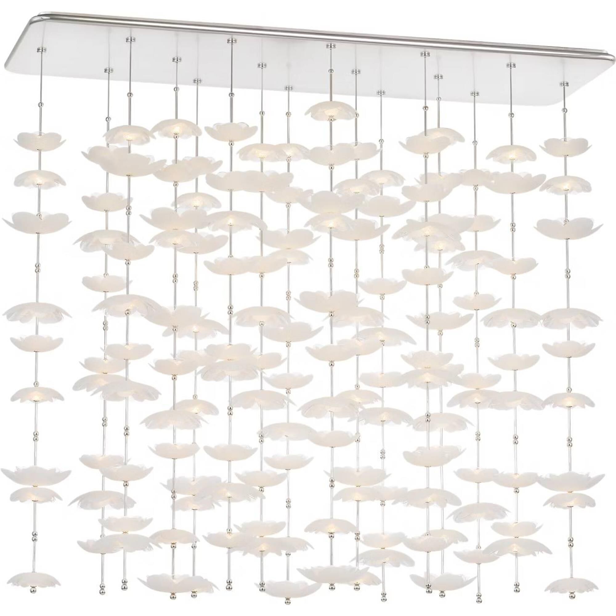 Shown in Soft Silver finish and Etched and Clear Flower glass