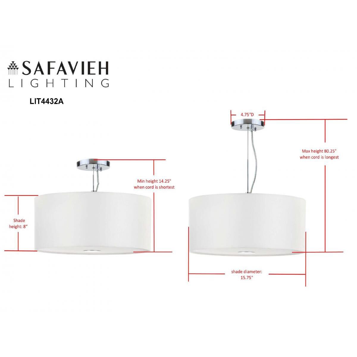 Molly Adjustable 15 Inch LED Large Pendant by Safavieh