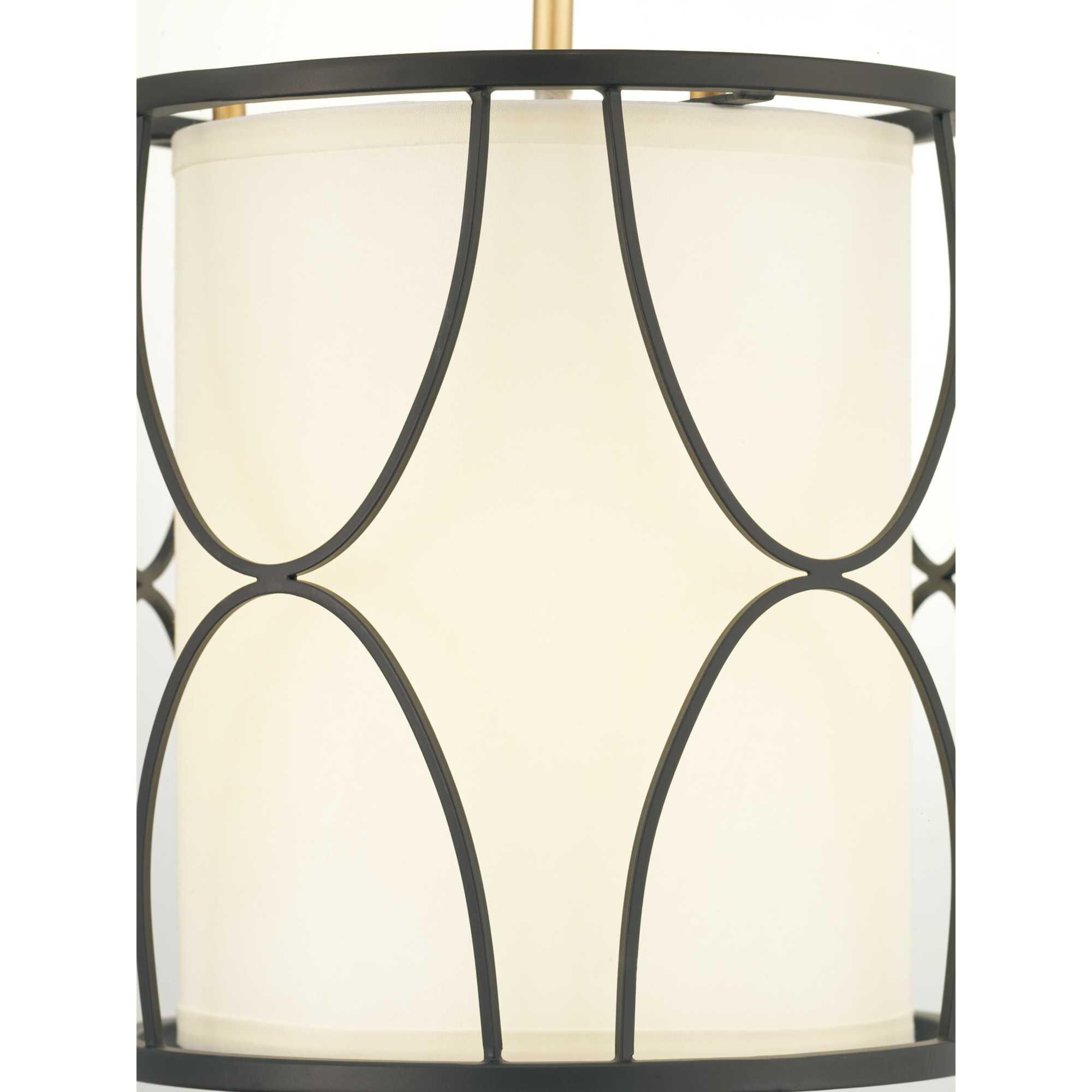 Shown in Black finish and White glass and Silk shade