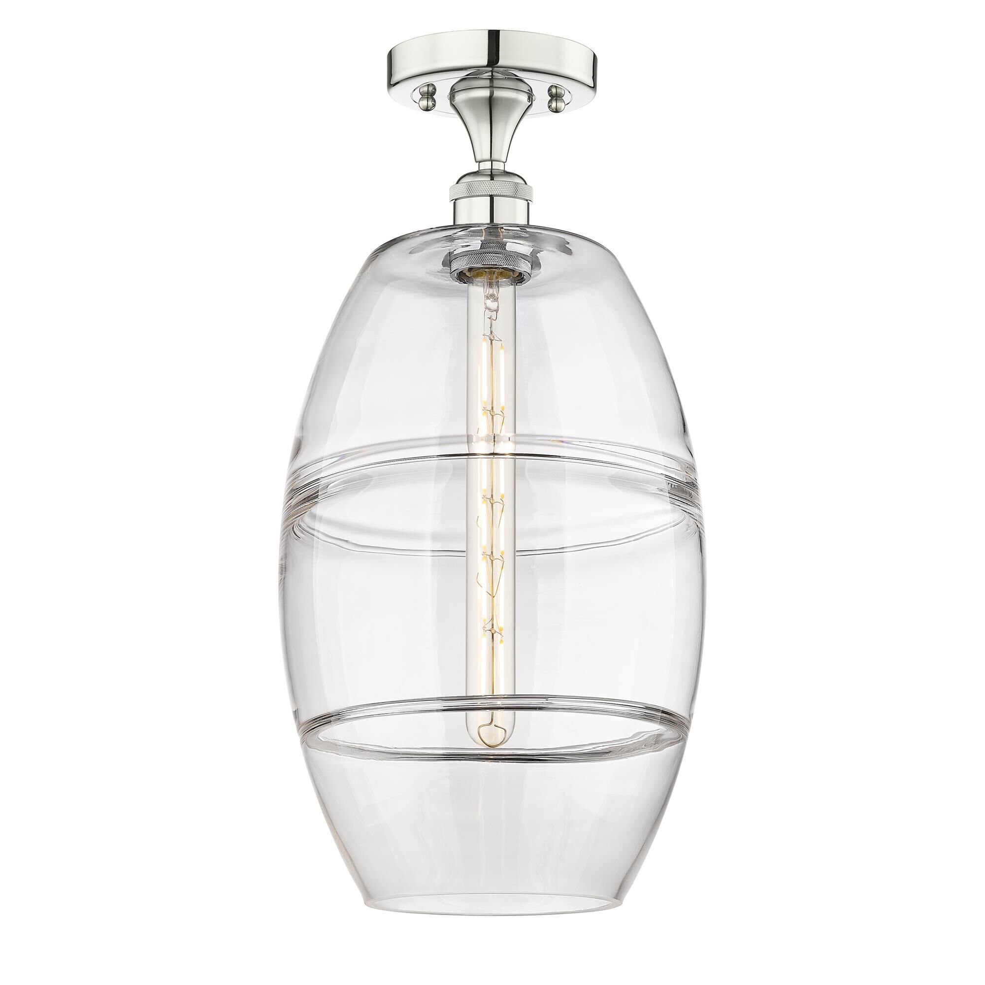 Shown in Polished Nickel finish and Clear glass