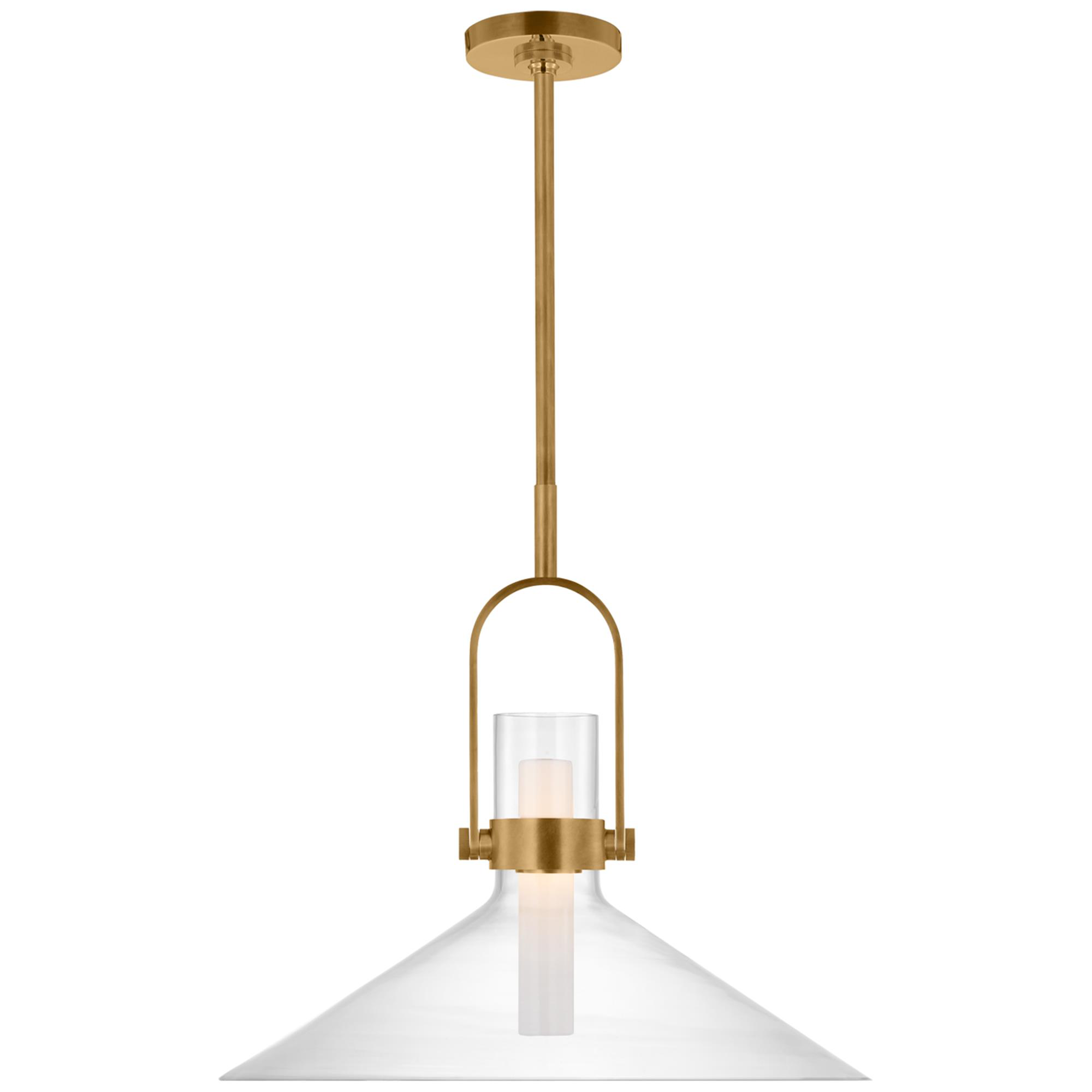 Shown in Hand-Rubbed Antique Brass finish and Clear glass