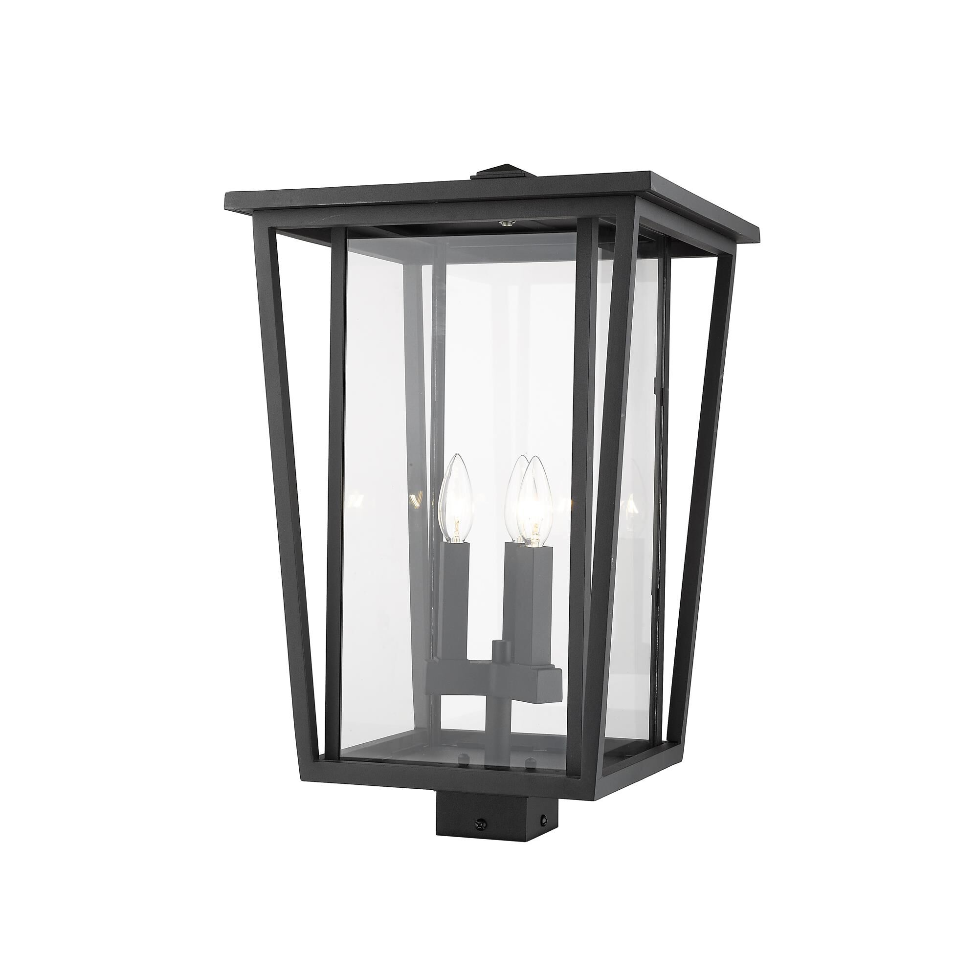 Shown in Black finish and Glass shade