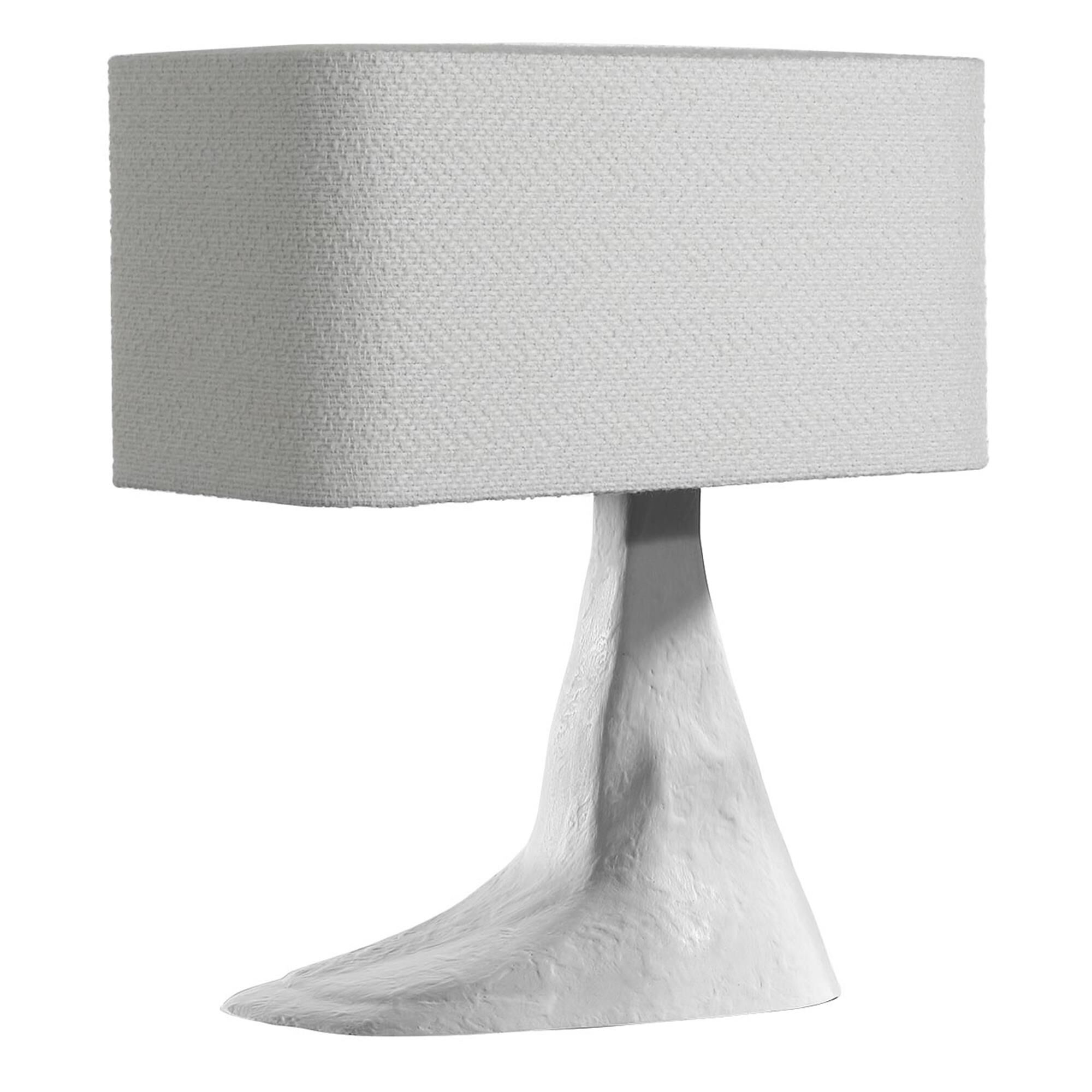Shown in Plaster White finish and Boucle Rectangle shade