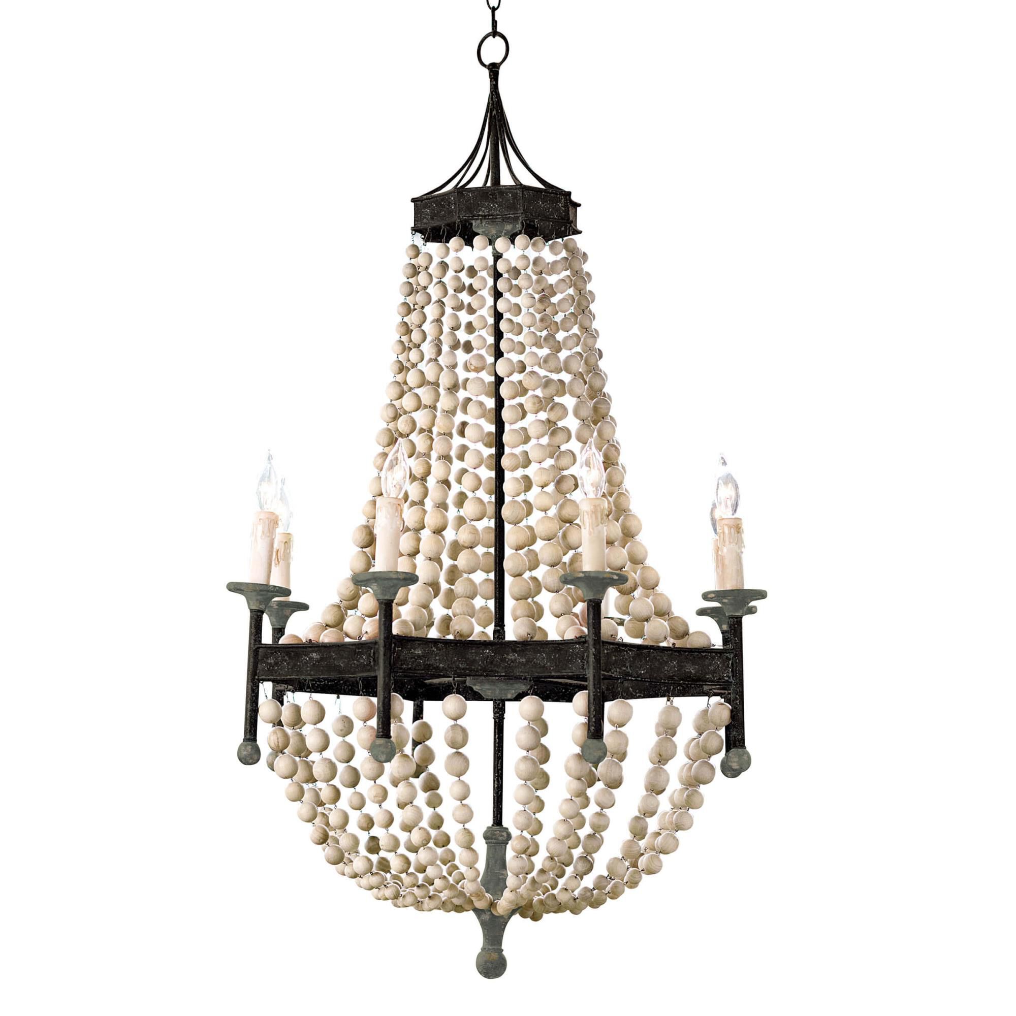 Wood Beaded 27 Inch Chandelier by Regina Andrew