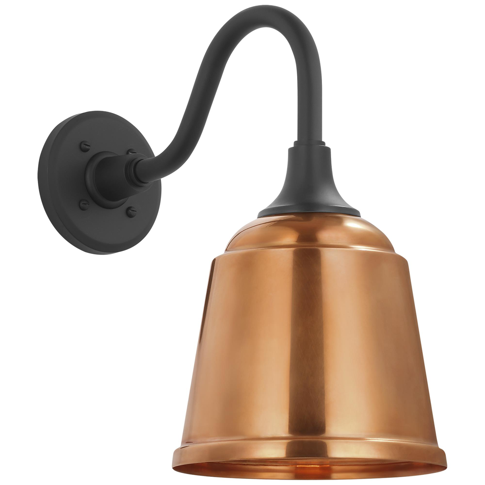 Shown in Matte Black finish and Soft Copper Rockhouse shade