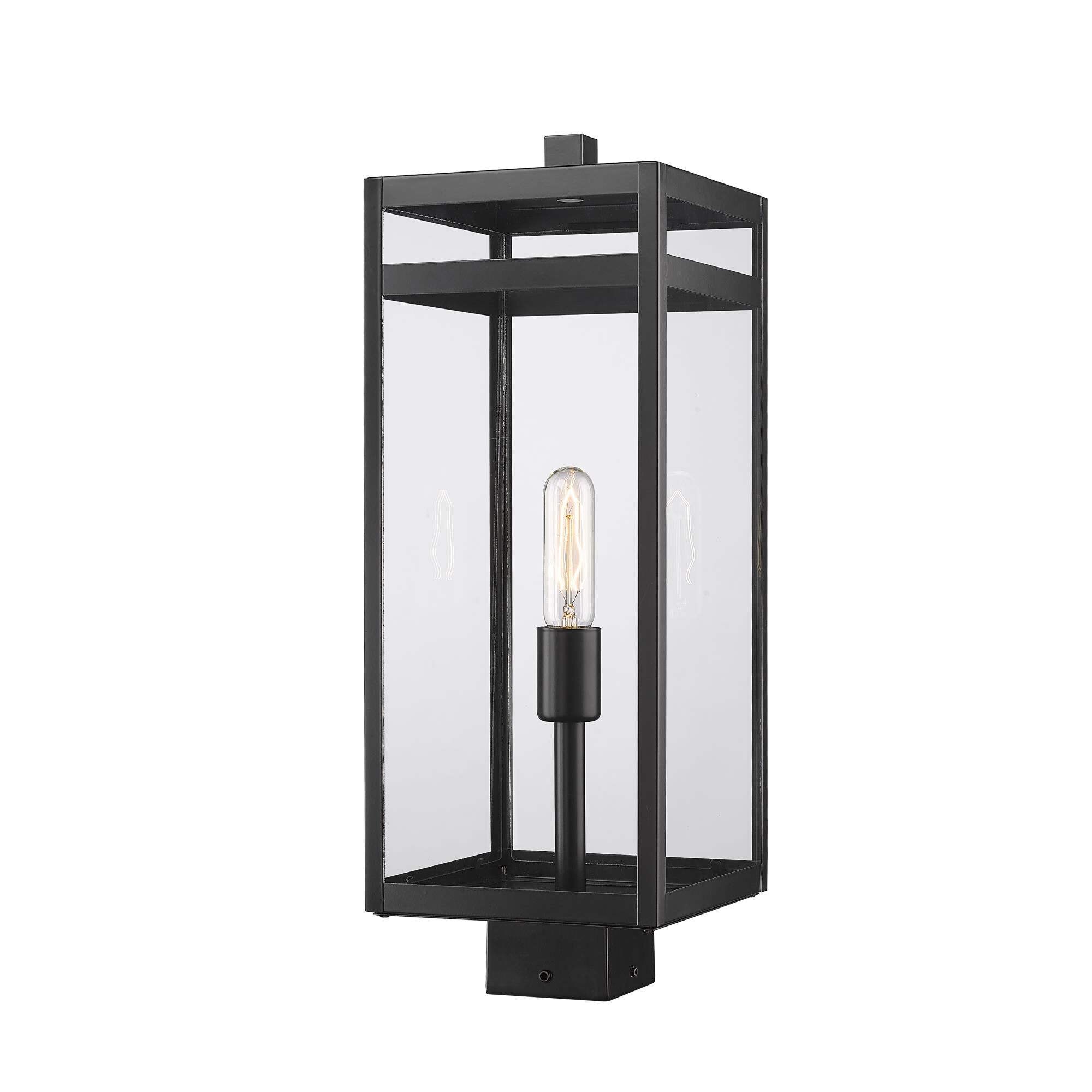 Shown in Black finish and Glass shade