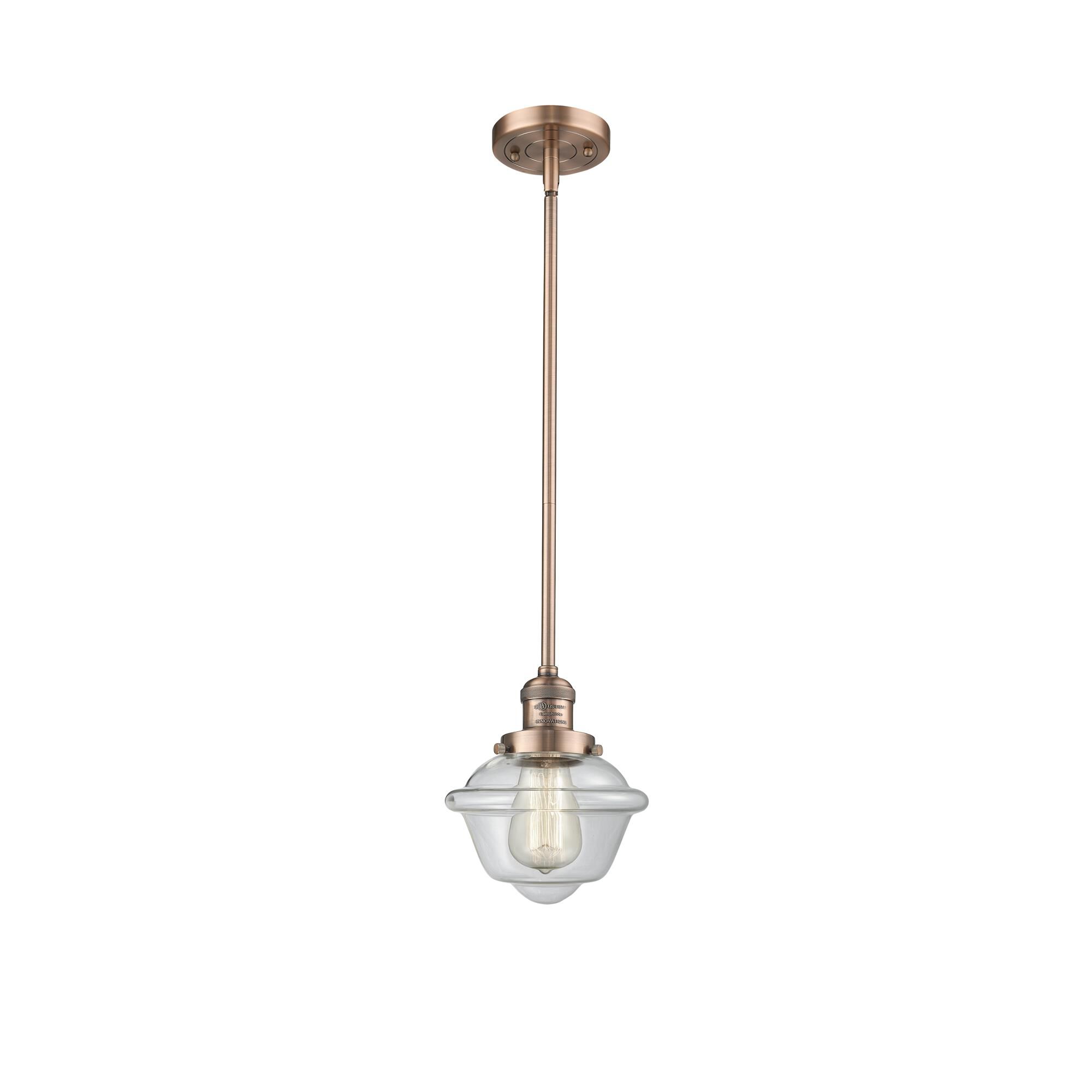 Shown in Antique Copper finish and Clear glass