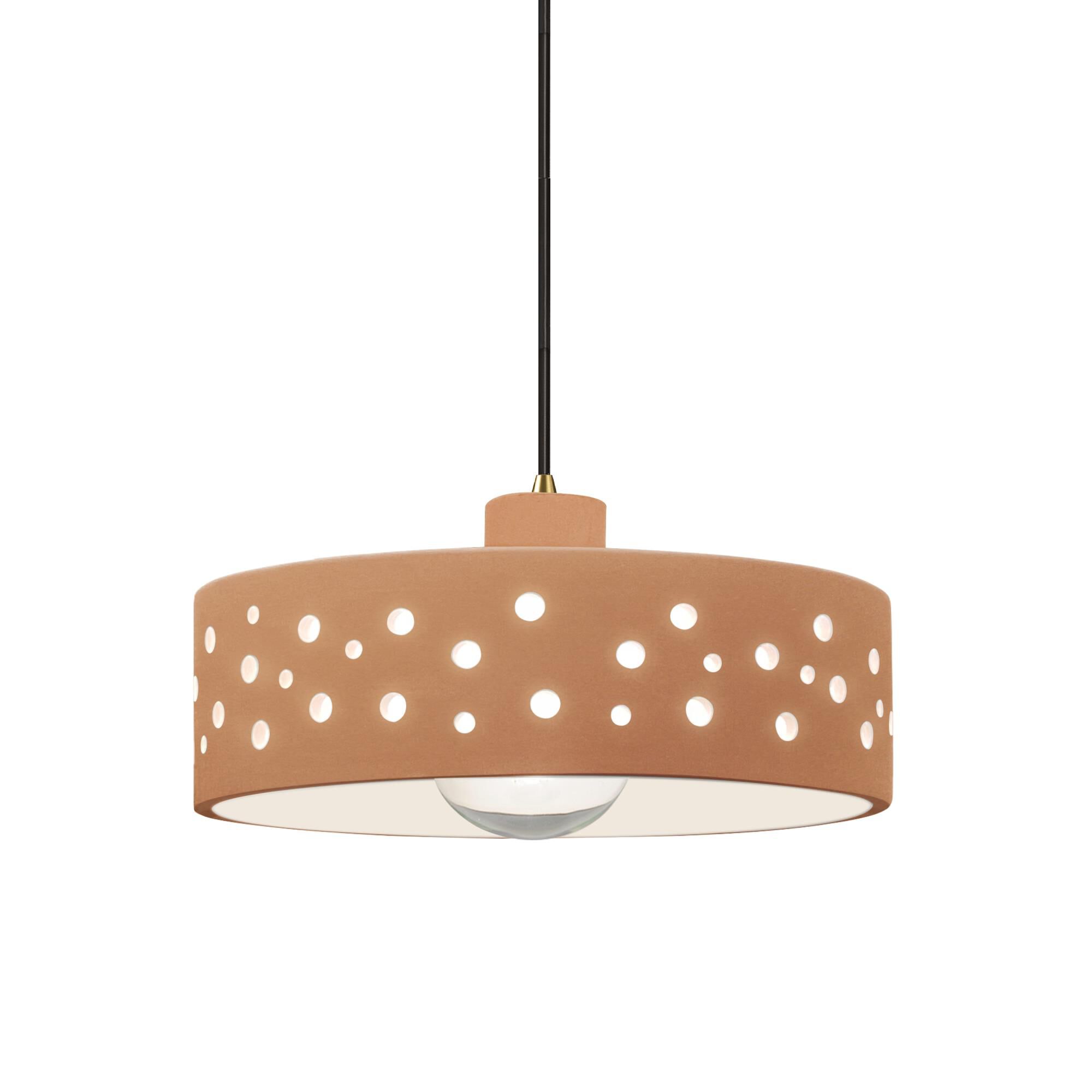 Shown in Antique Brass finish and Adobe shade