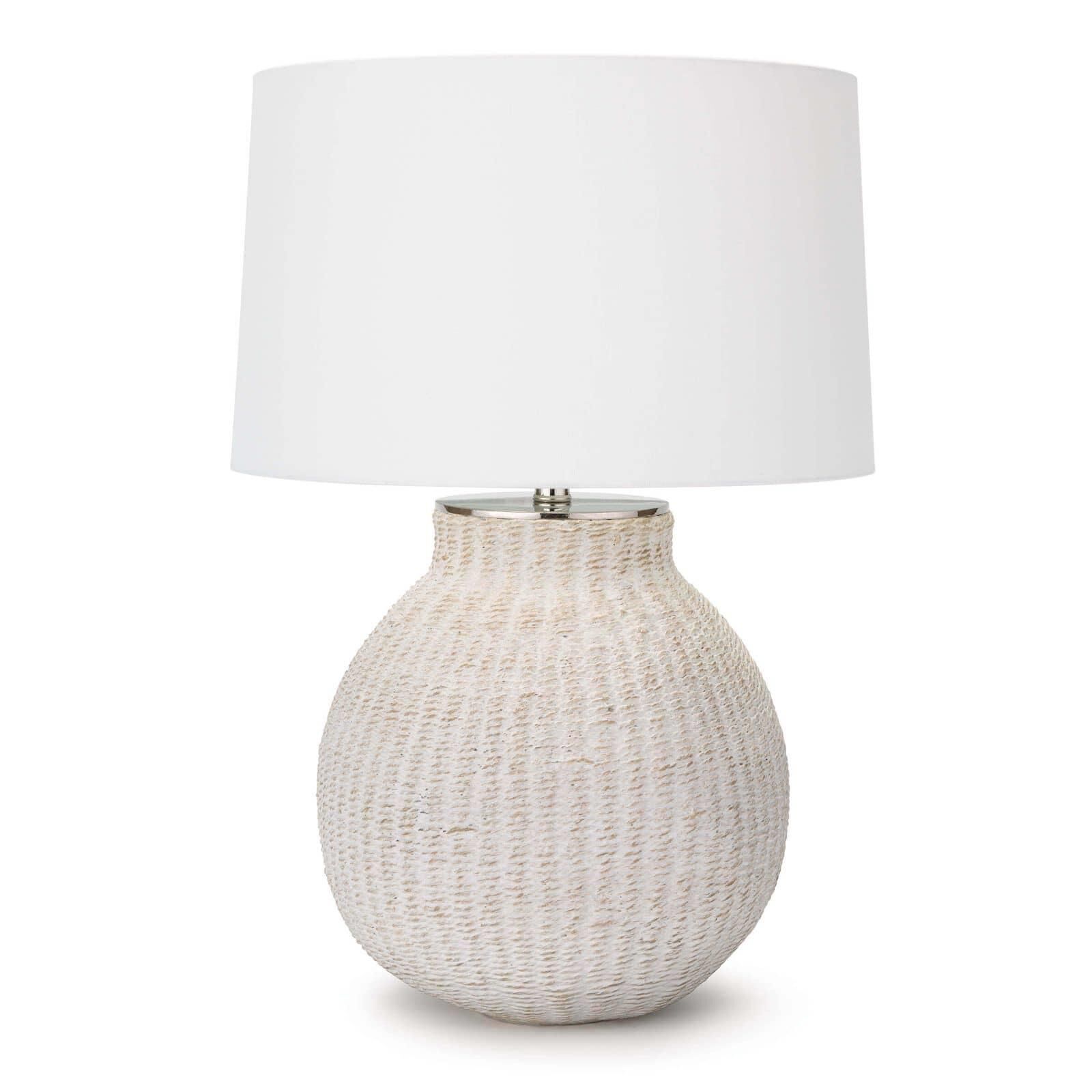 Shown in White finish and Linen shade