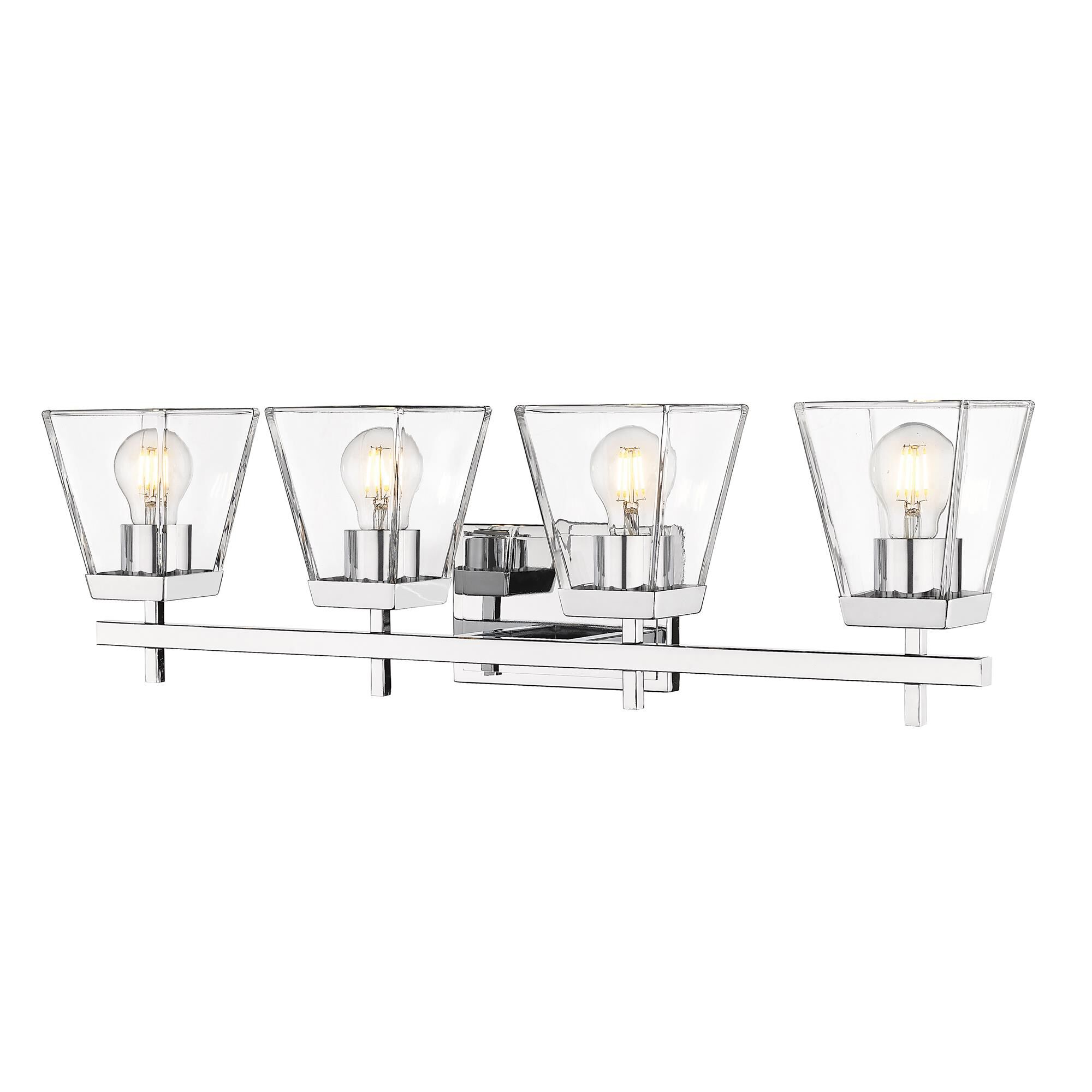 Shown in Chrome finish and Clear glass