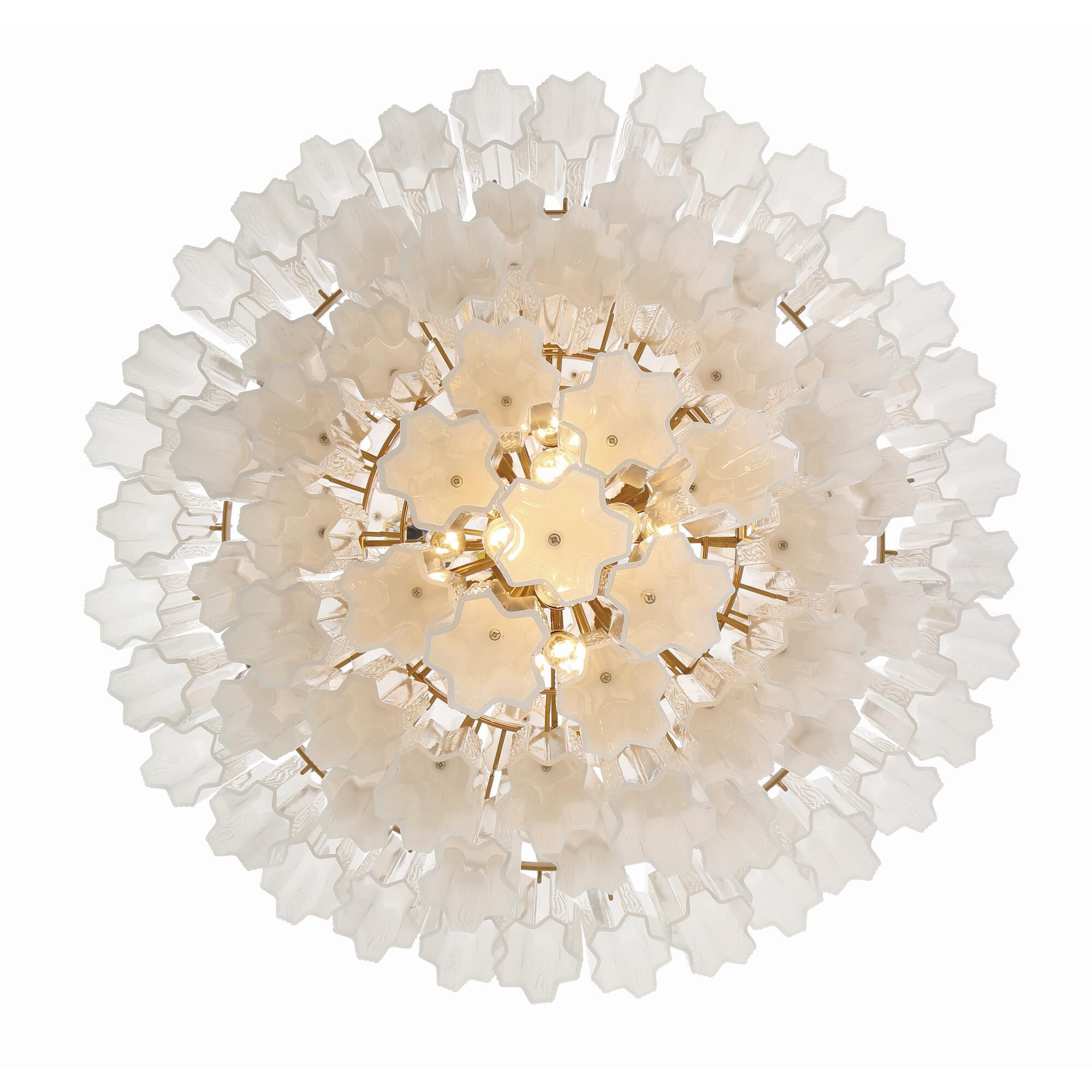 Shown in Aged Brass finish and Tronchi Glass White crystal