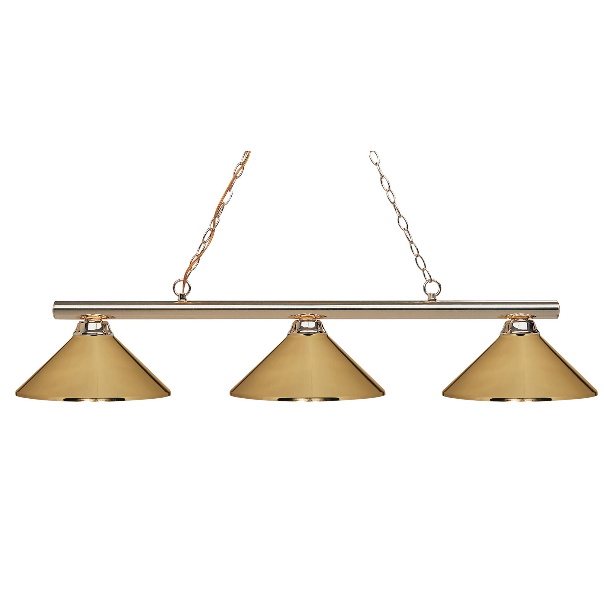 Shown in Polished Brass finish and Steel glass and Steel shade