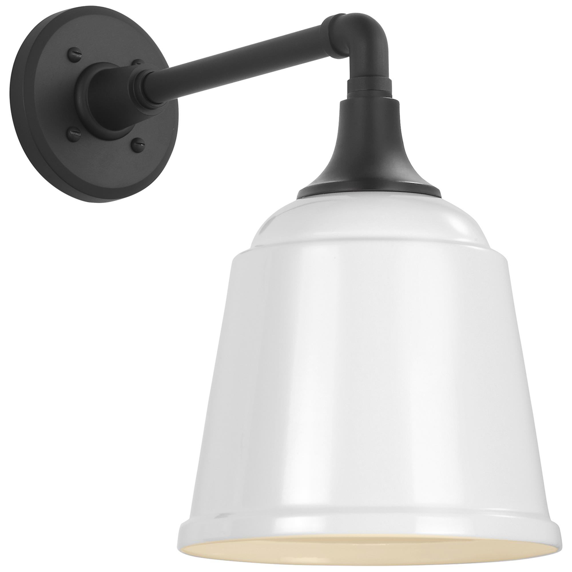 Shown in Matte Black finish and White Rockhouse shade