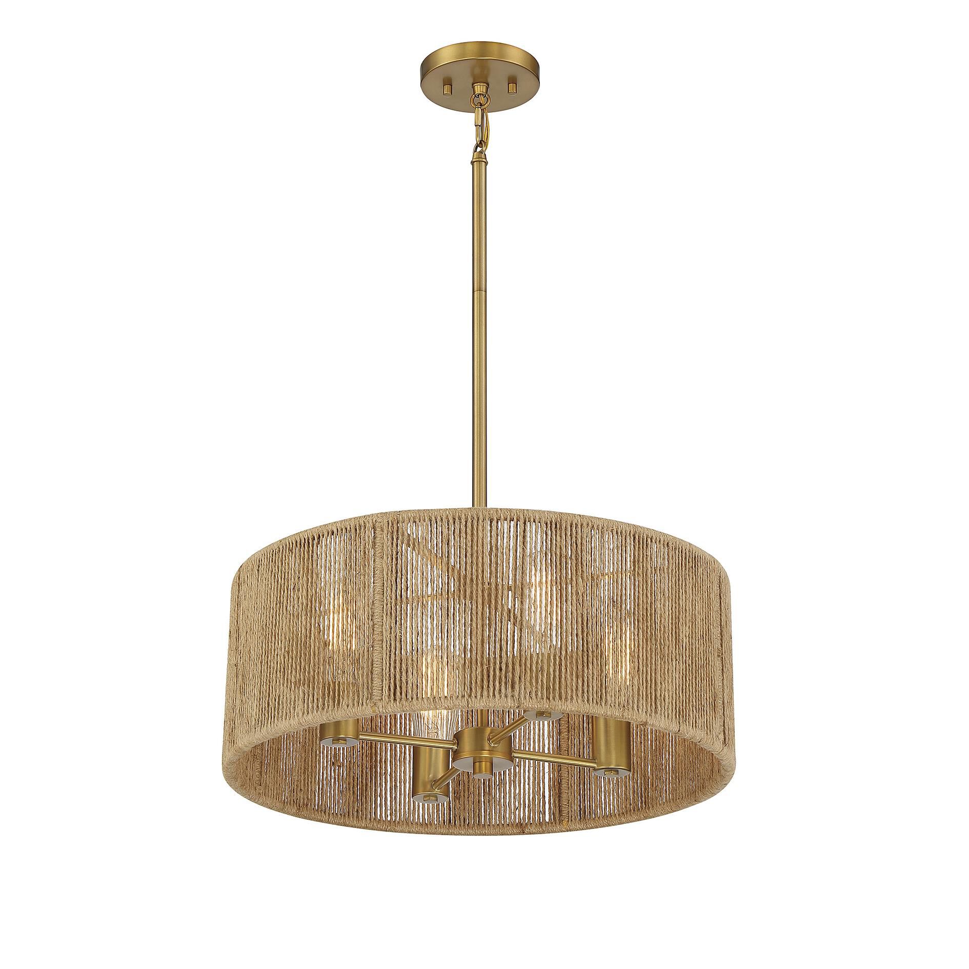 Shown in Warm Brass And Rope finish and Rope shade