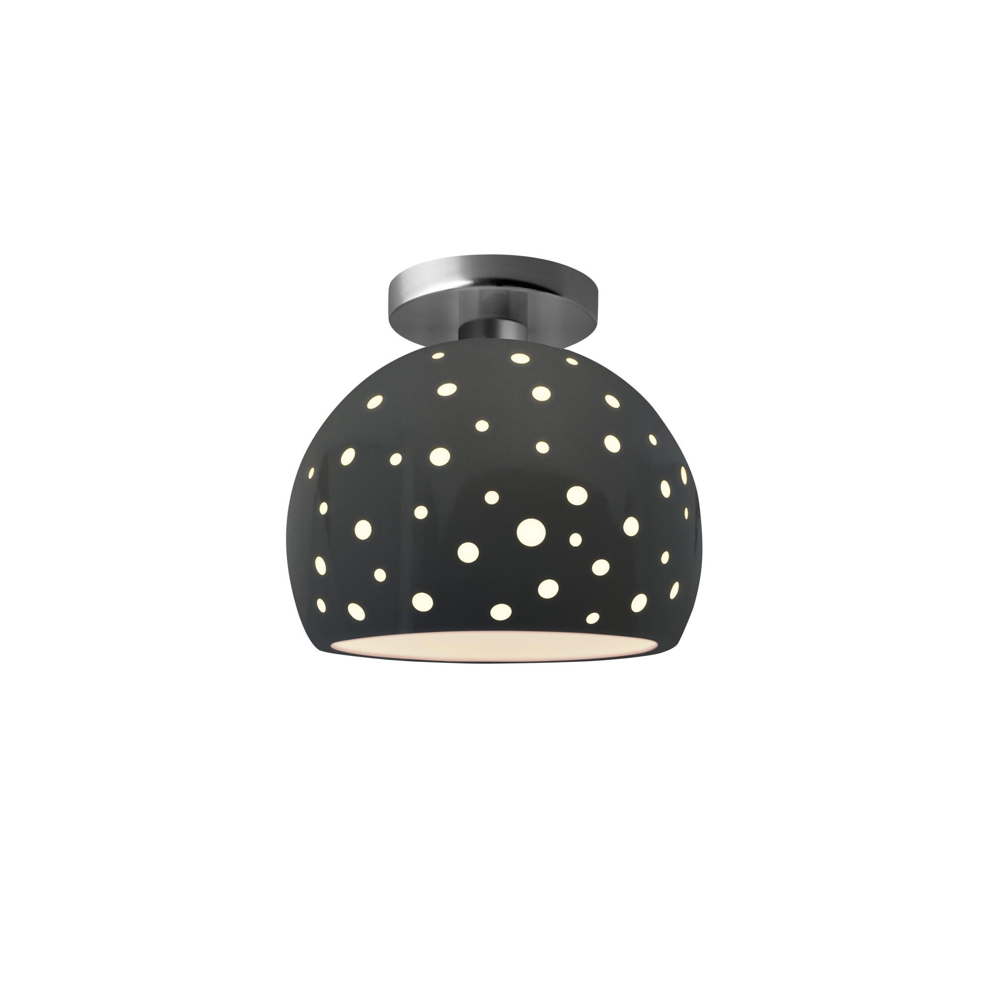 Shown in Brushed Nickel finish and Gloss Grey shade