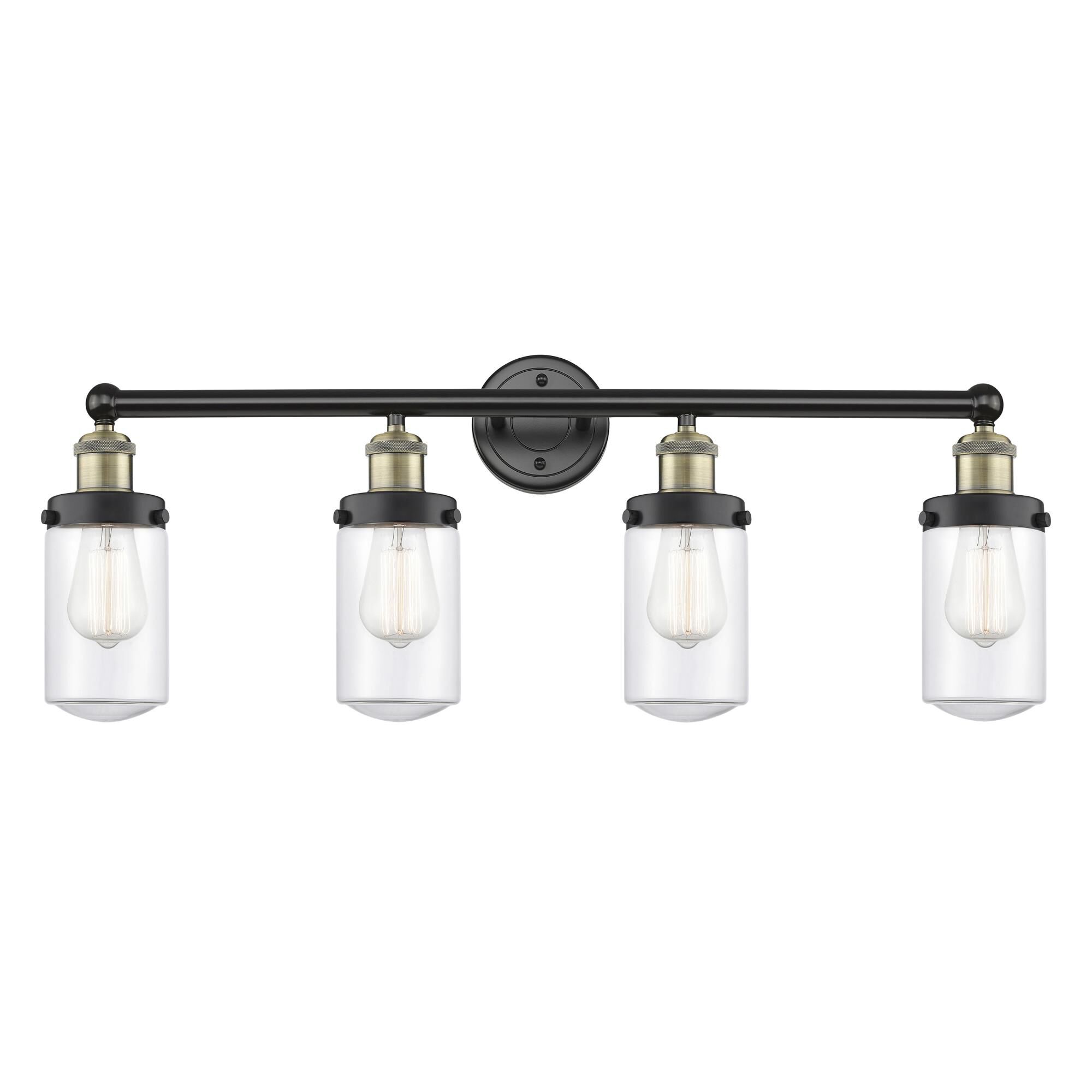 Shown in Black Antique Brass finish and Clear glass