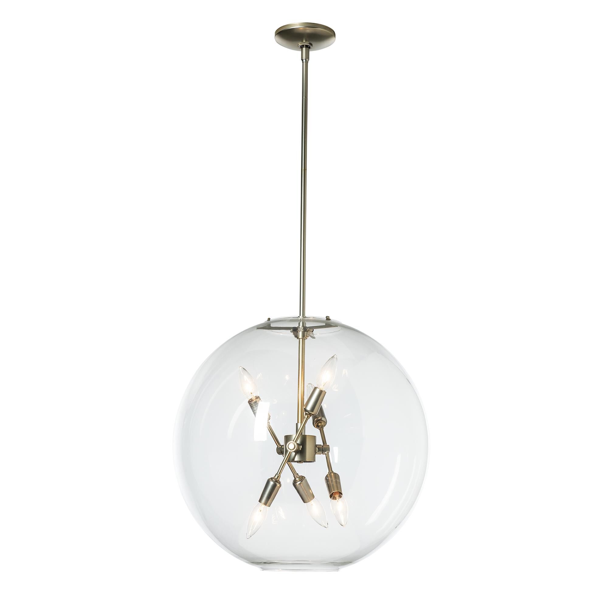 Shown in Modern Brass finish and Clear glass