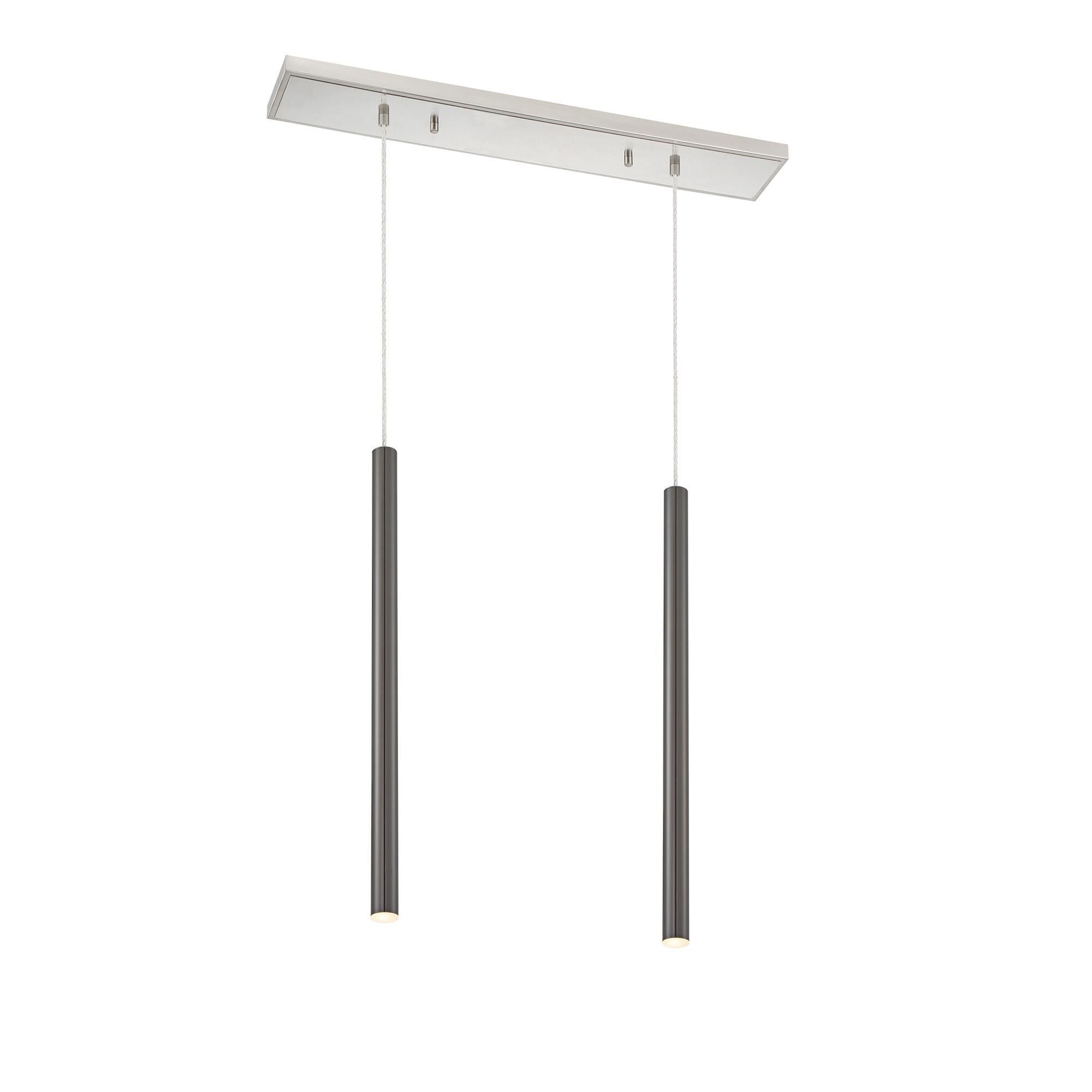 Shown in Brushed Nickel finish and Steel glass and Steel shade