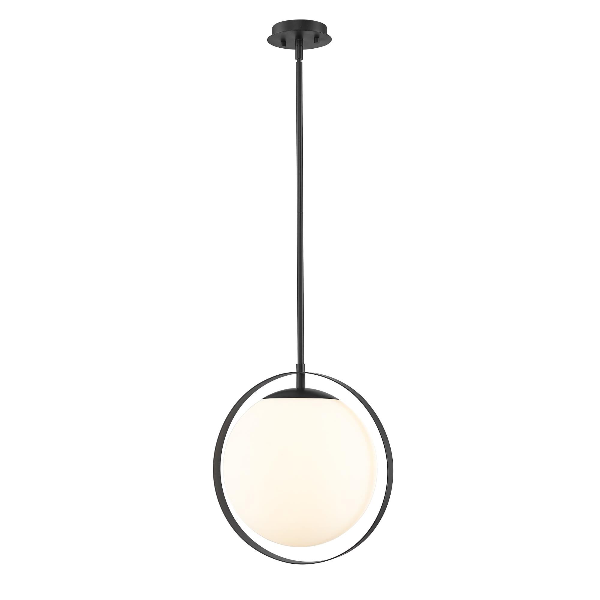 Shown in Matte Black finish and Glass shade