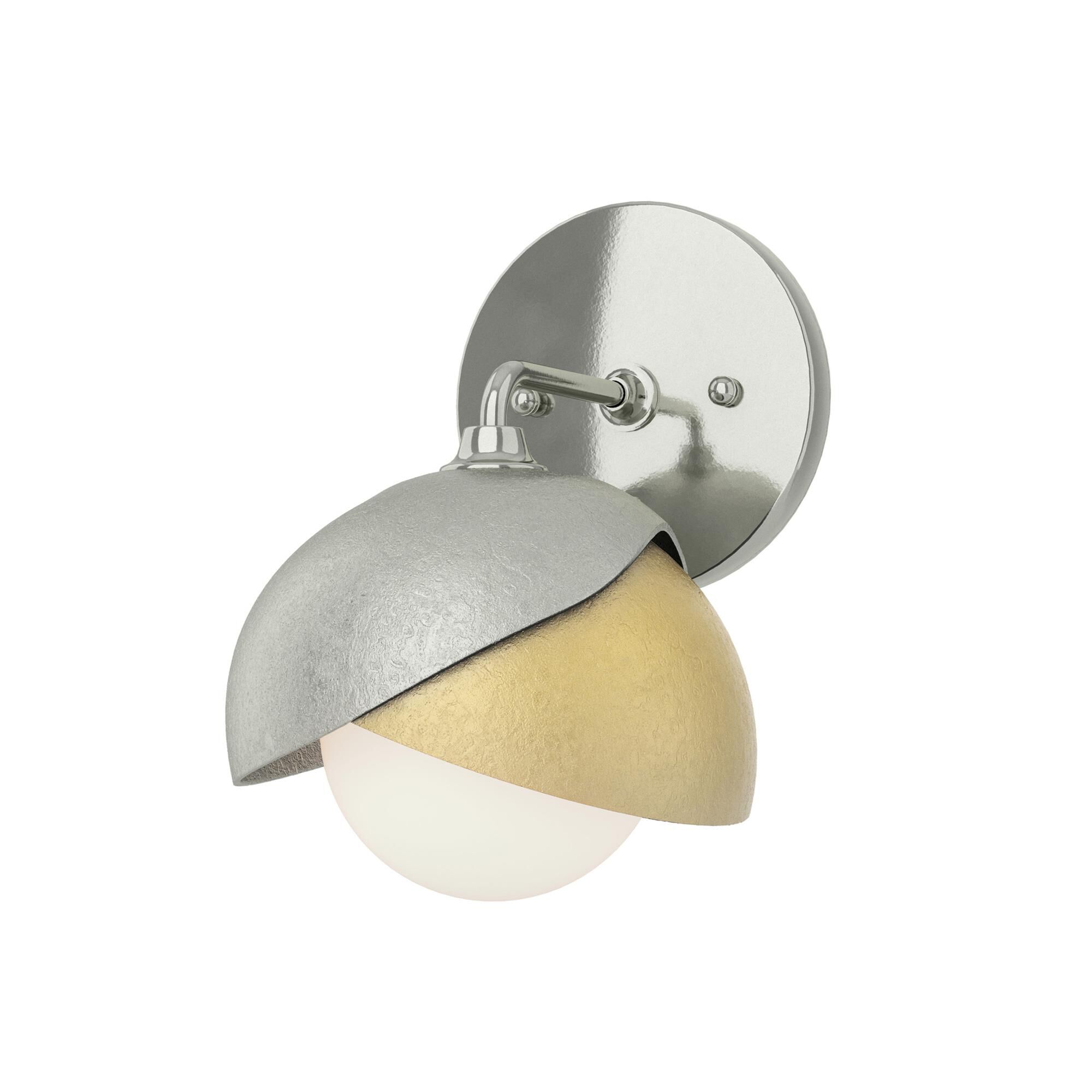 Shown in Sterling finish and Opal glass and Modern Brass (86) accent