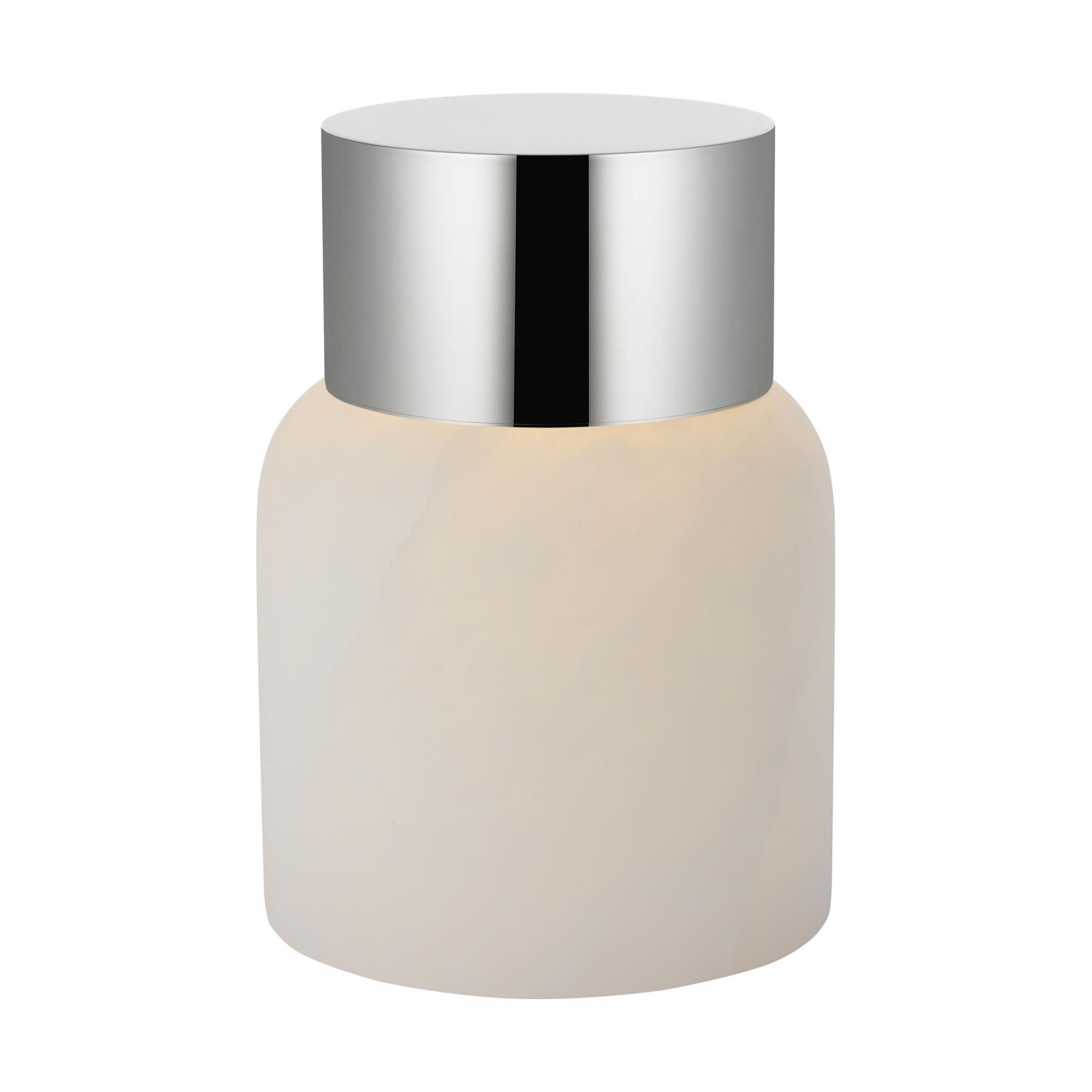 Shown in Polished Nickel finish and Alabaster shade