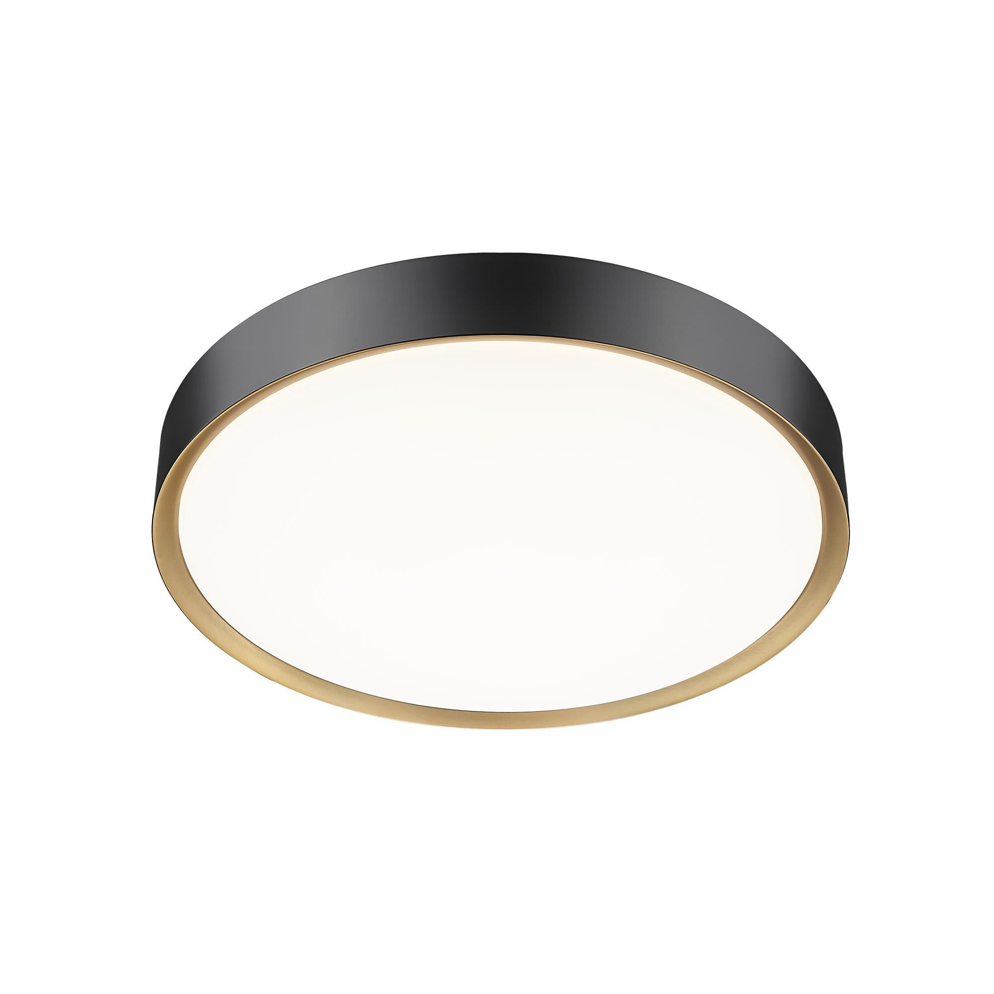Shown in Matte Black And Modern Gold finish and Frosted glass and Frosted shade