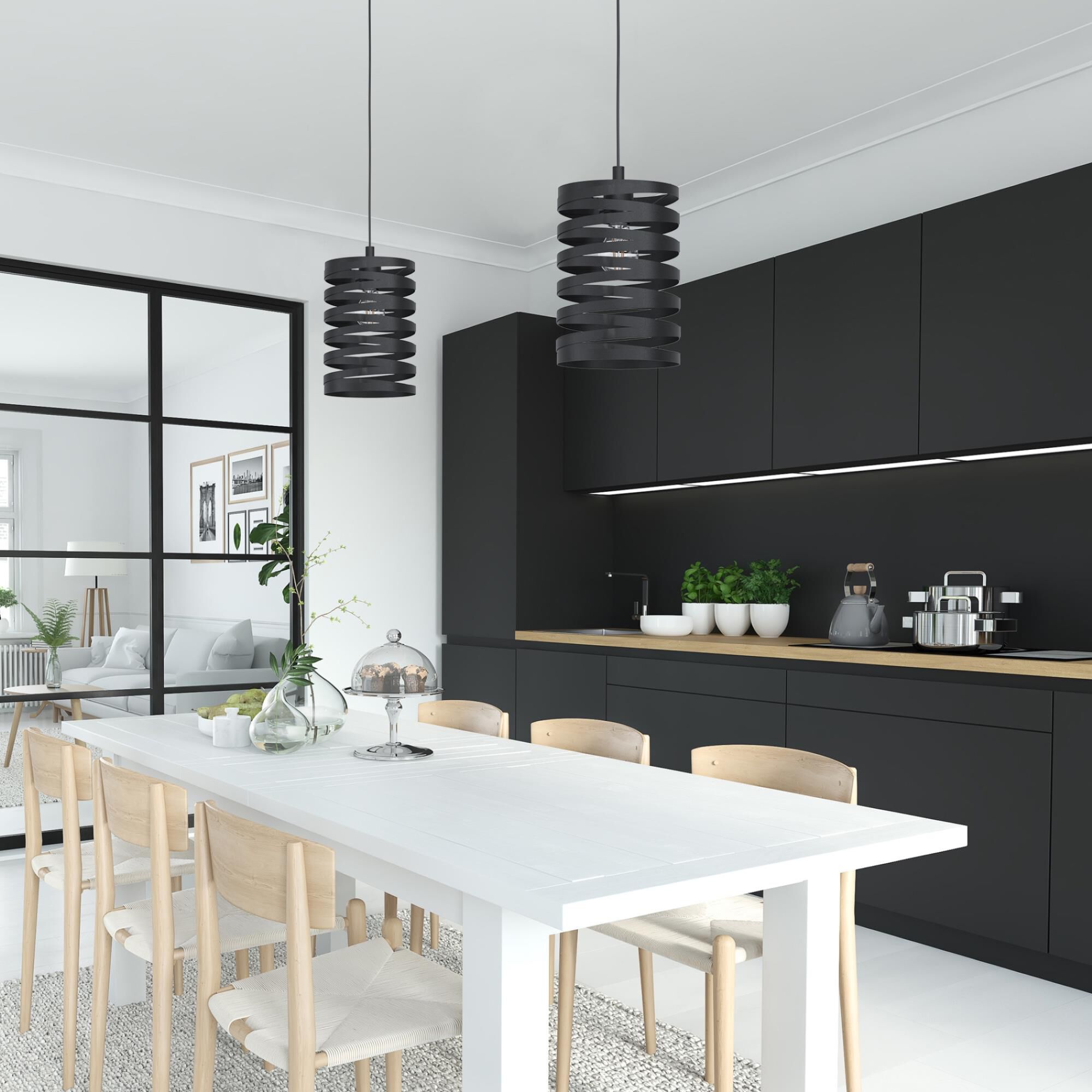 Shown in Black finish and Black Metal shade