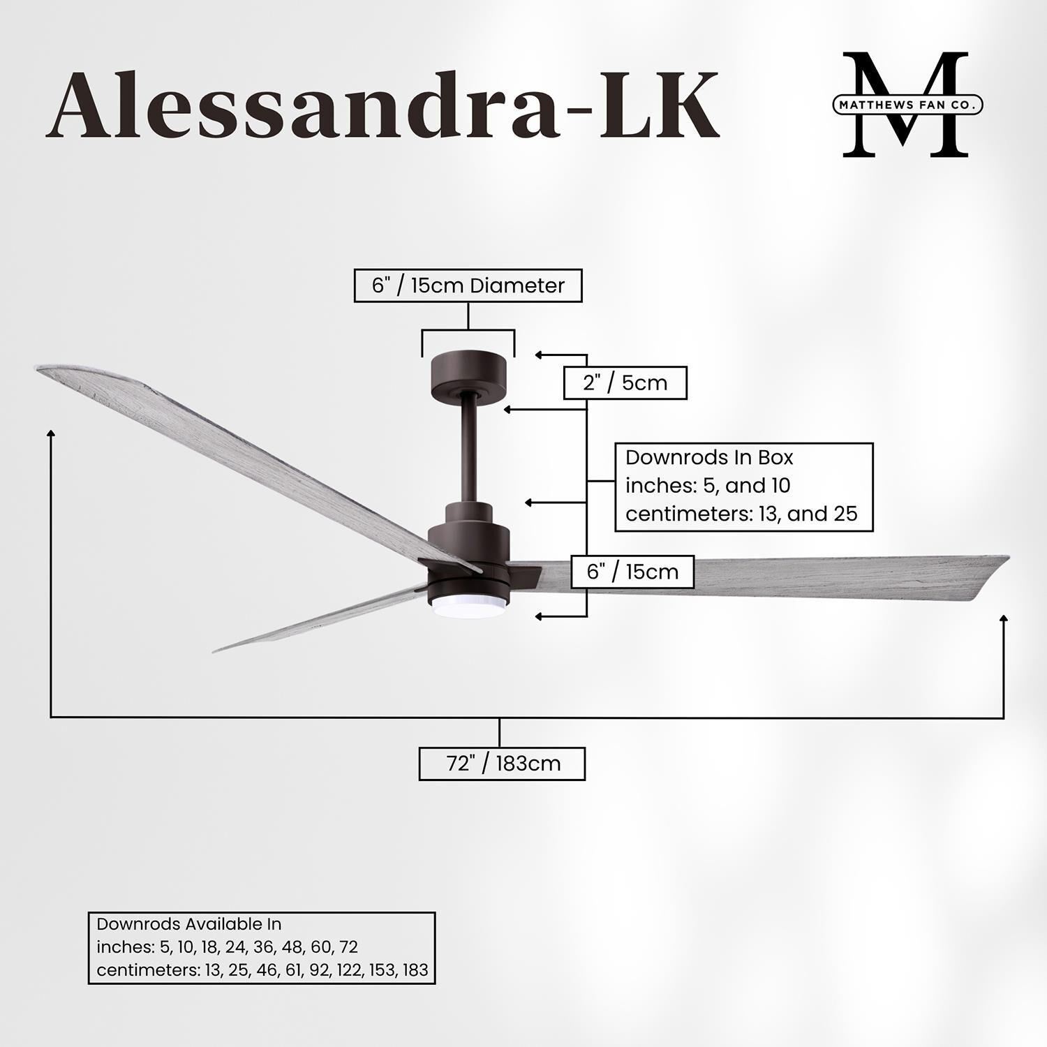 Alessandra 72 Inch Ceiling Fan by Matthews Fan Company