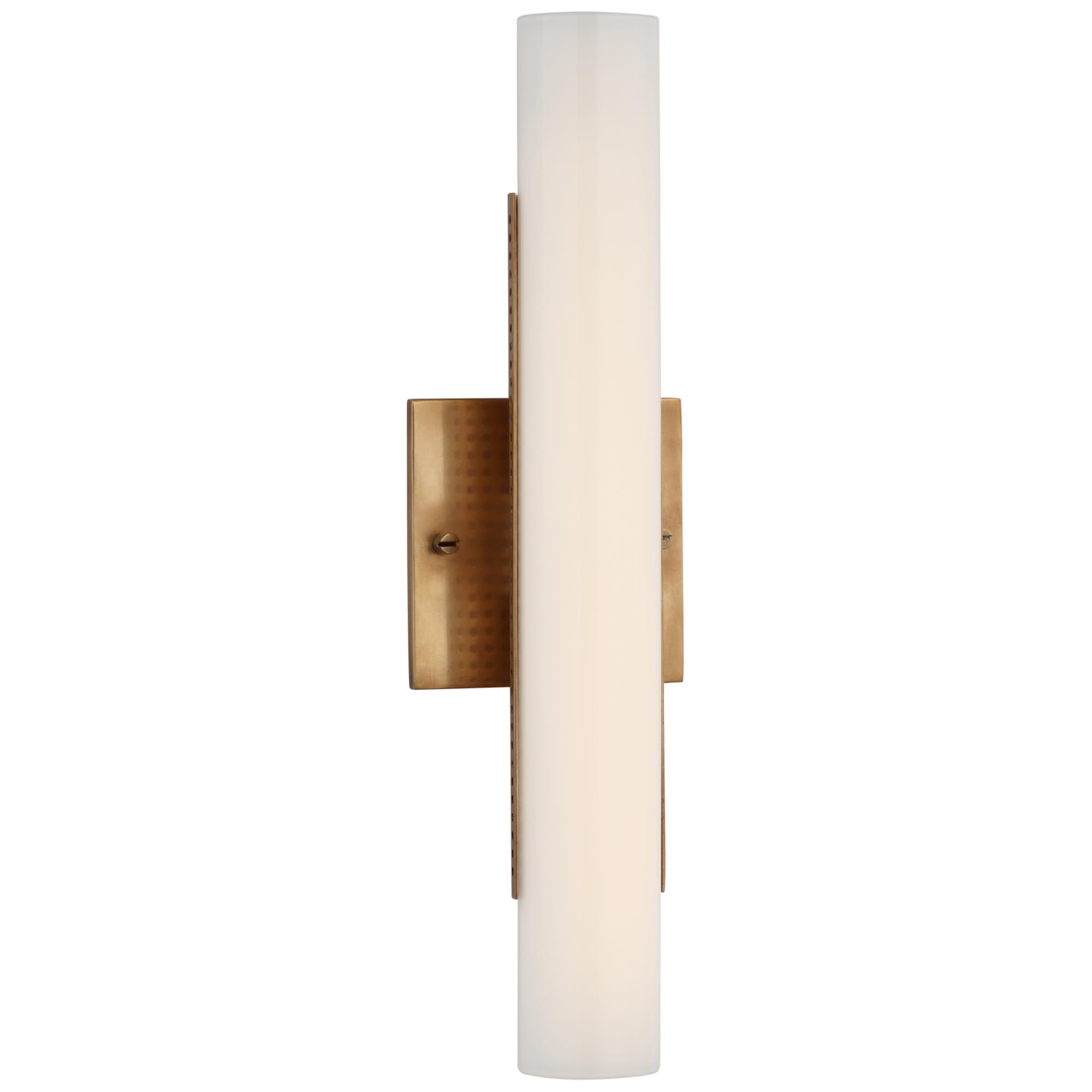 Shown in Antique-Burnished Brass finish and White glass