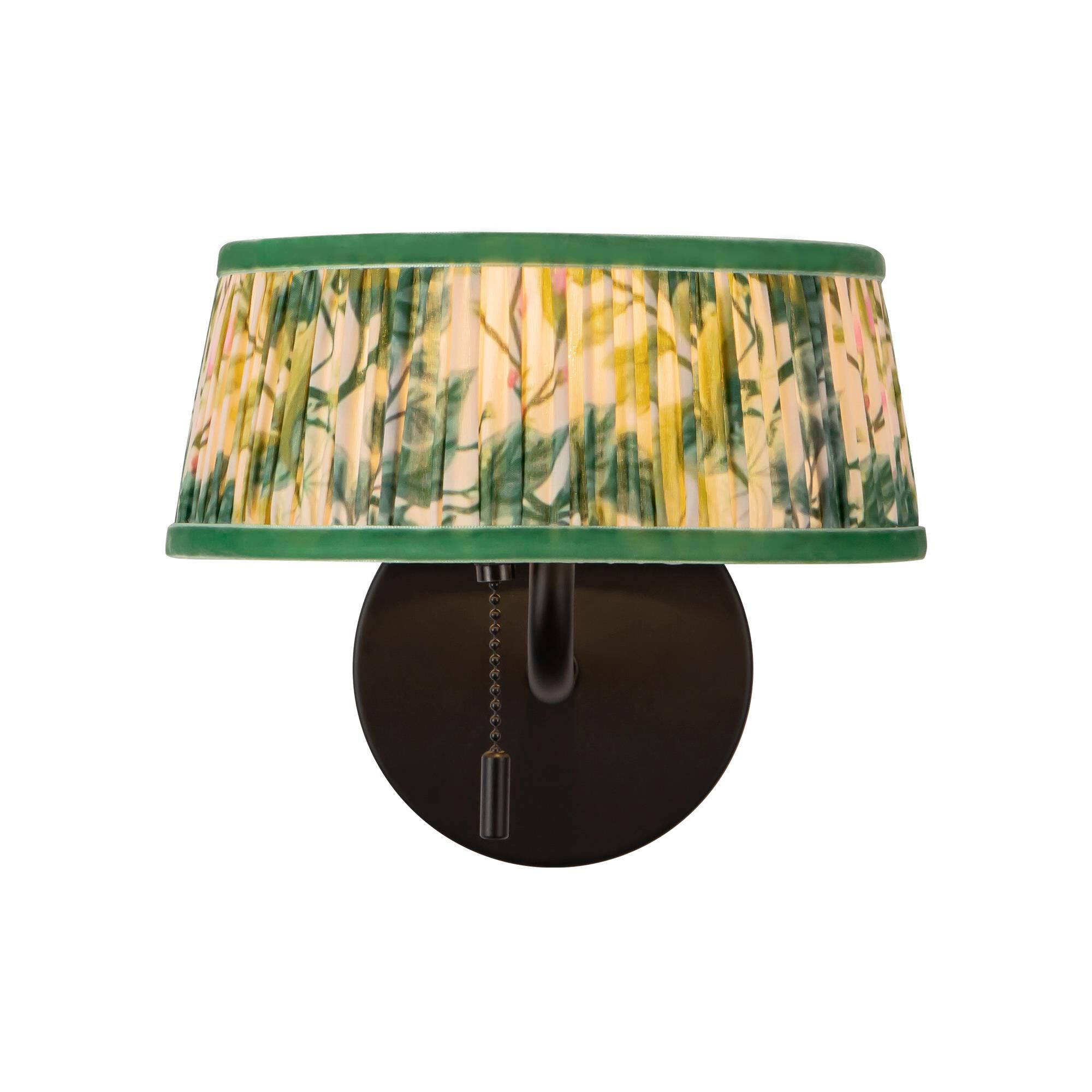 Shown in Matte Black finish and Green Linen shade