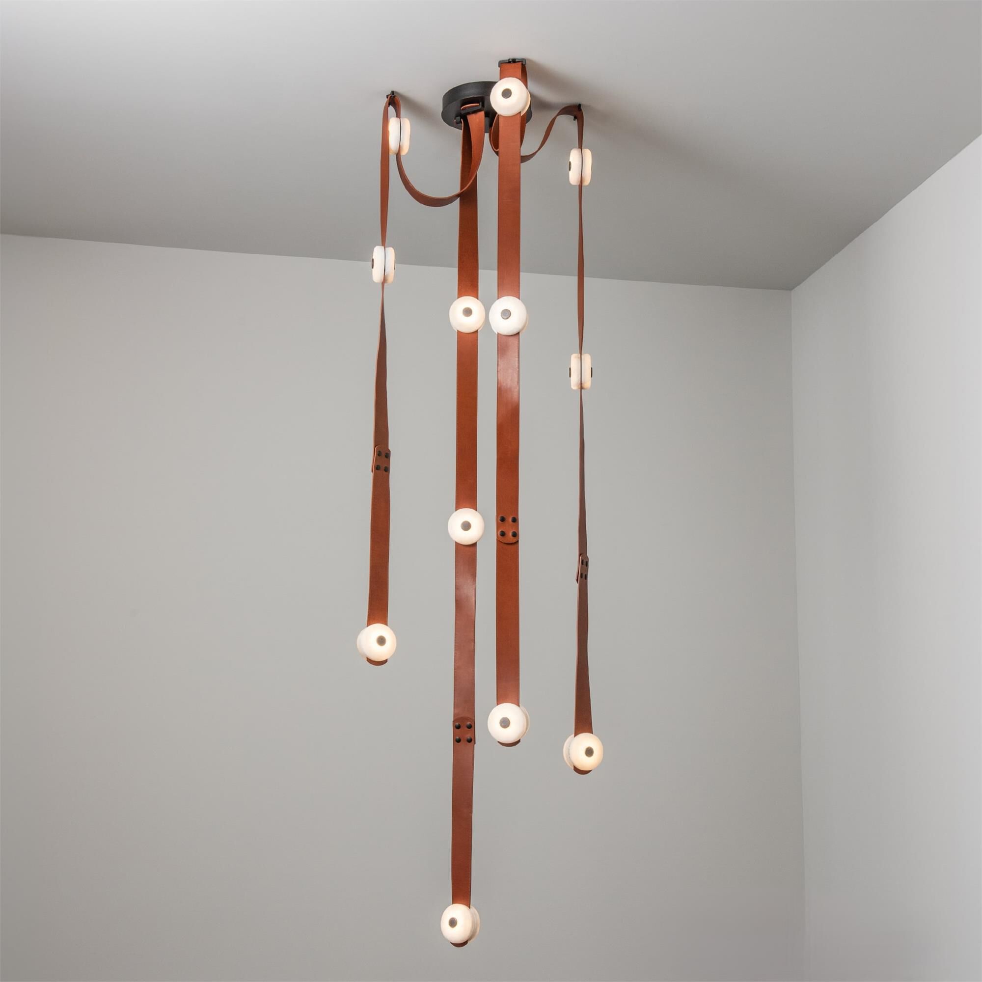 Shown in Black finish and Alabaster shade and Chestnut accent