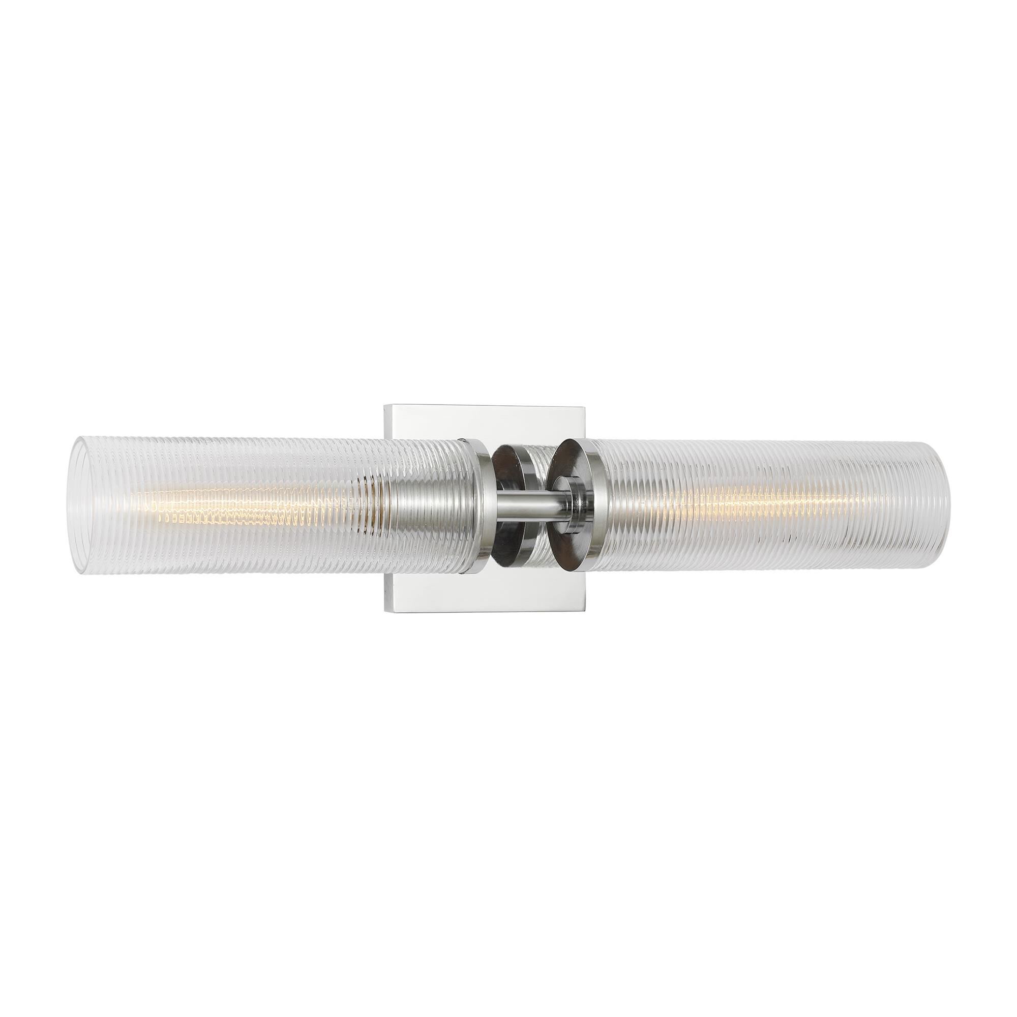 Shown in Chrome finish and Clear Ribbed glass