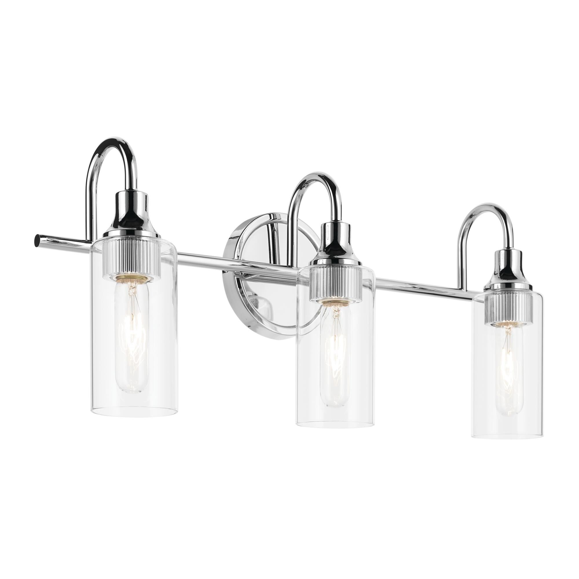 Shown in Chrome finish and Clear glass