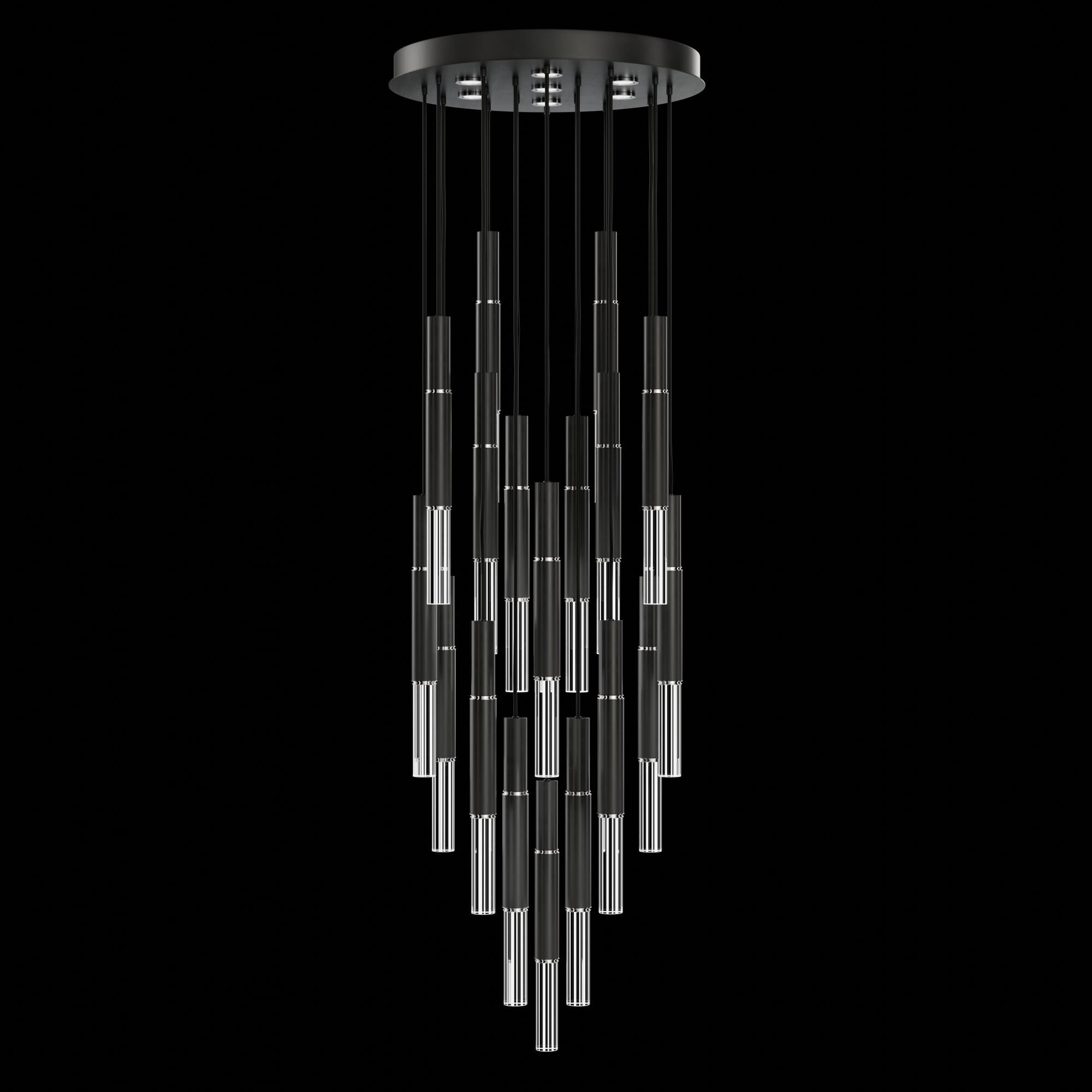 Shown in Black finish and True crystal and False glass