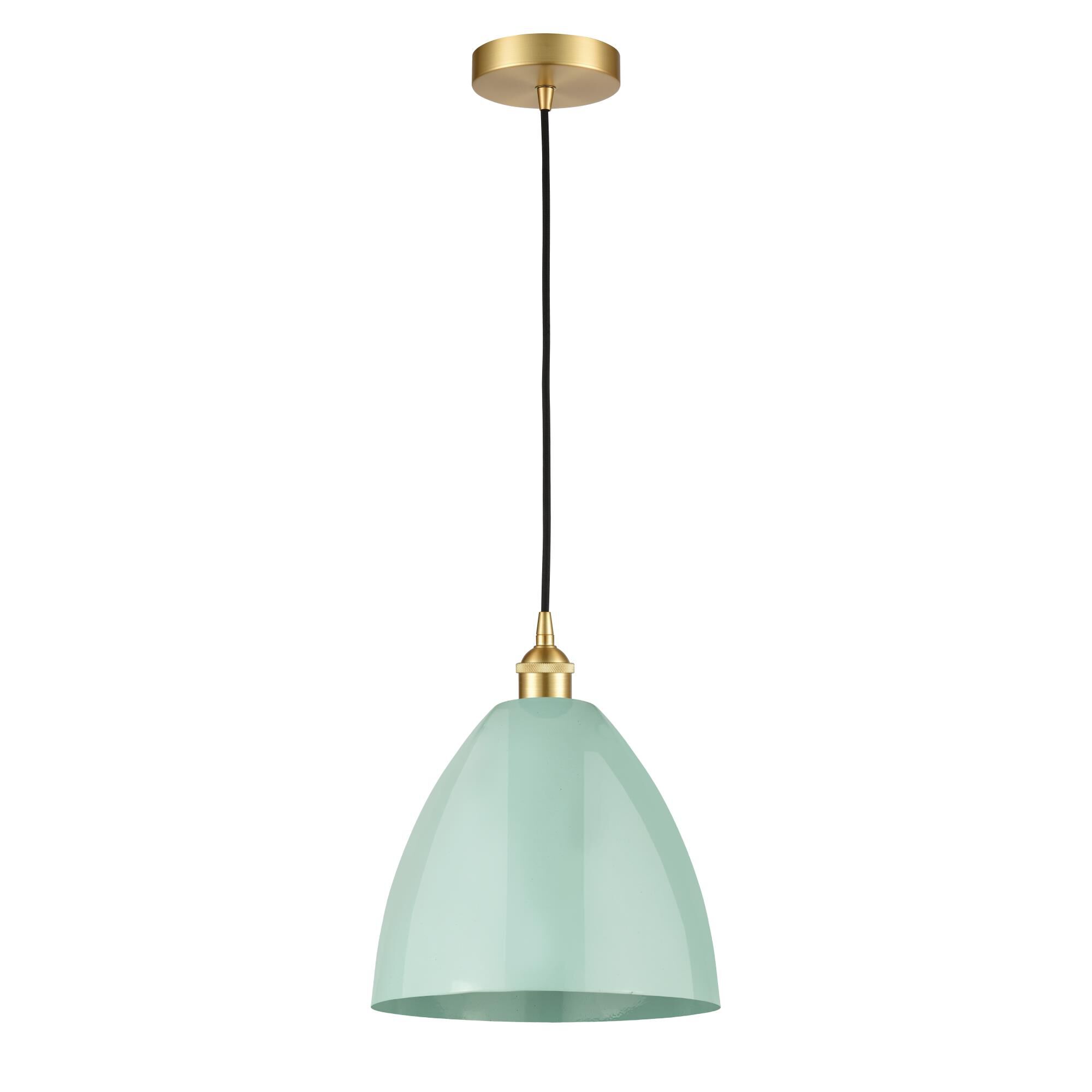 Shown in Satin Gold finish and Seafoam Dome shade