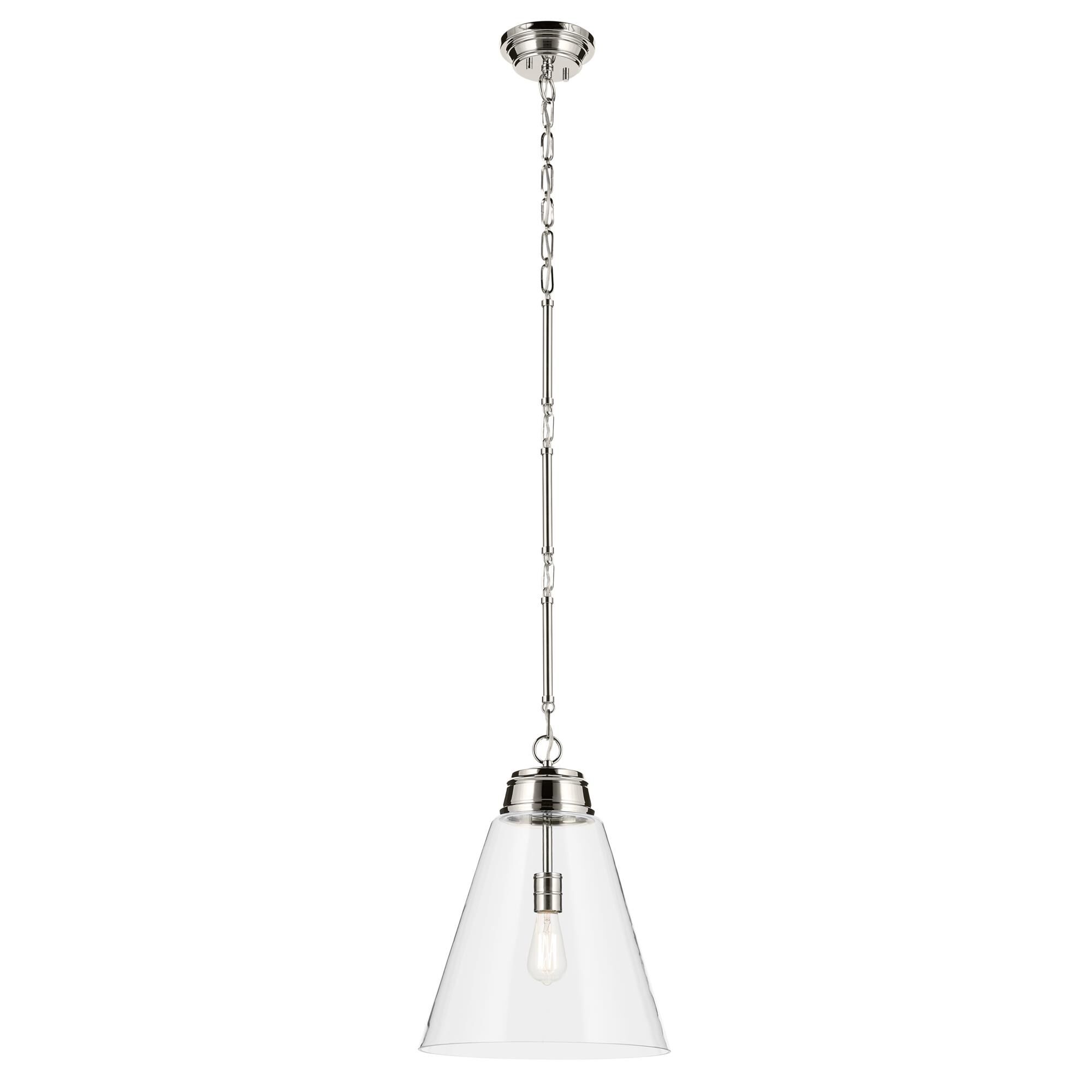 Shown in Polished Nickel finish and Clear glass