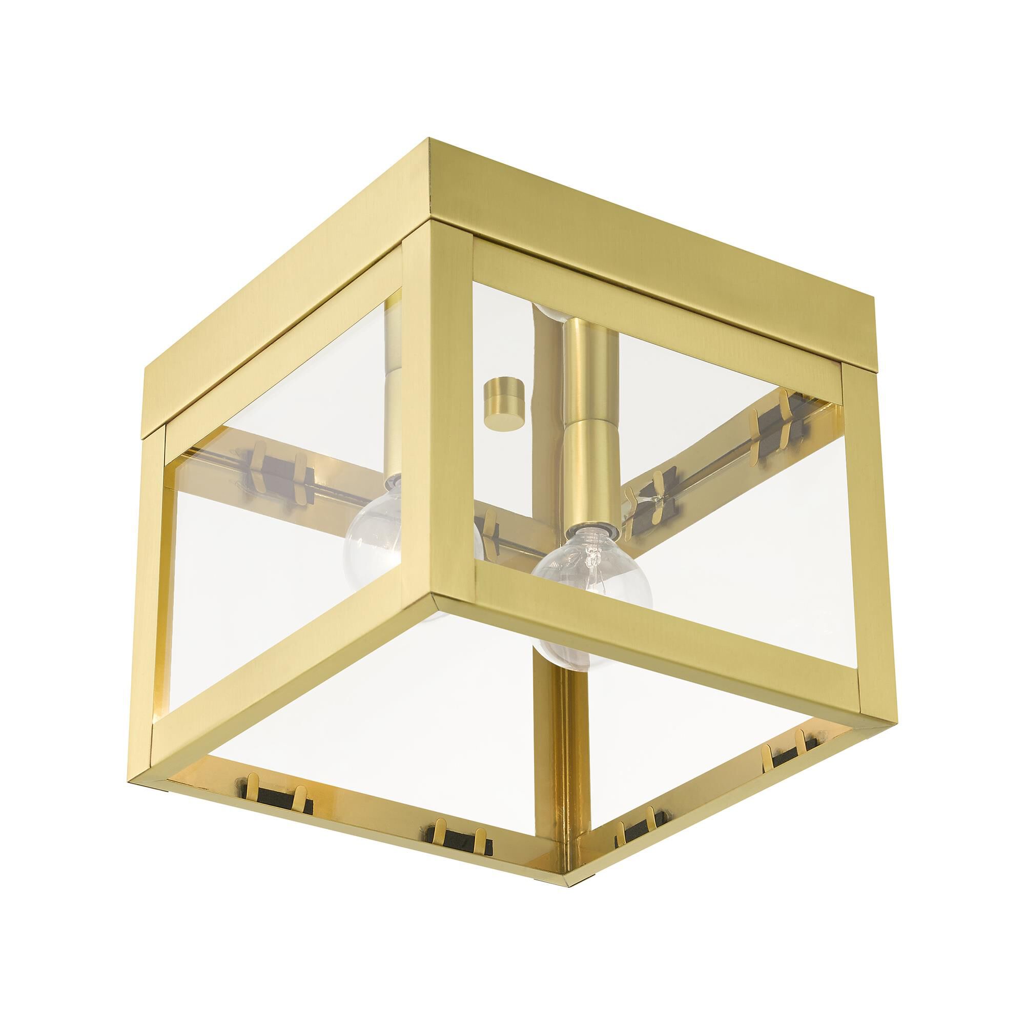 Shown in Satin Brass finish and Clear glass