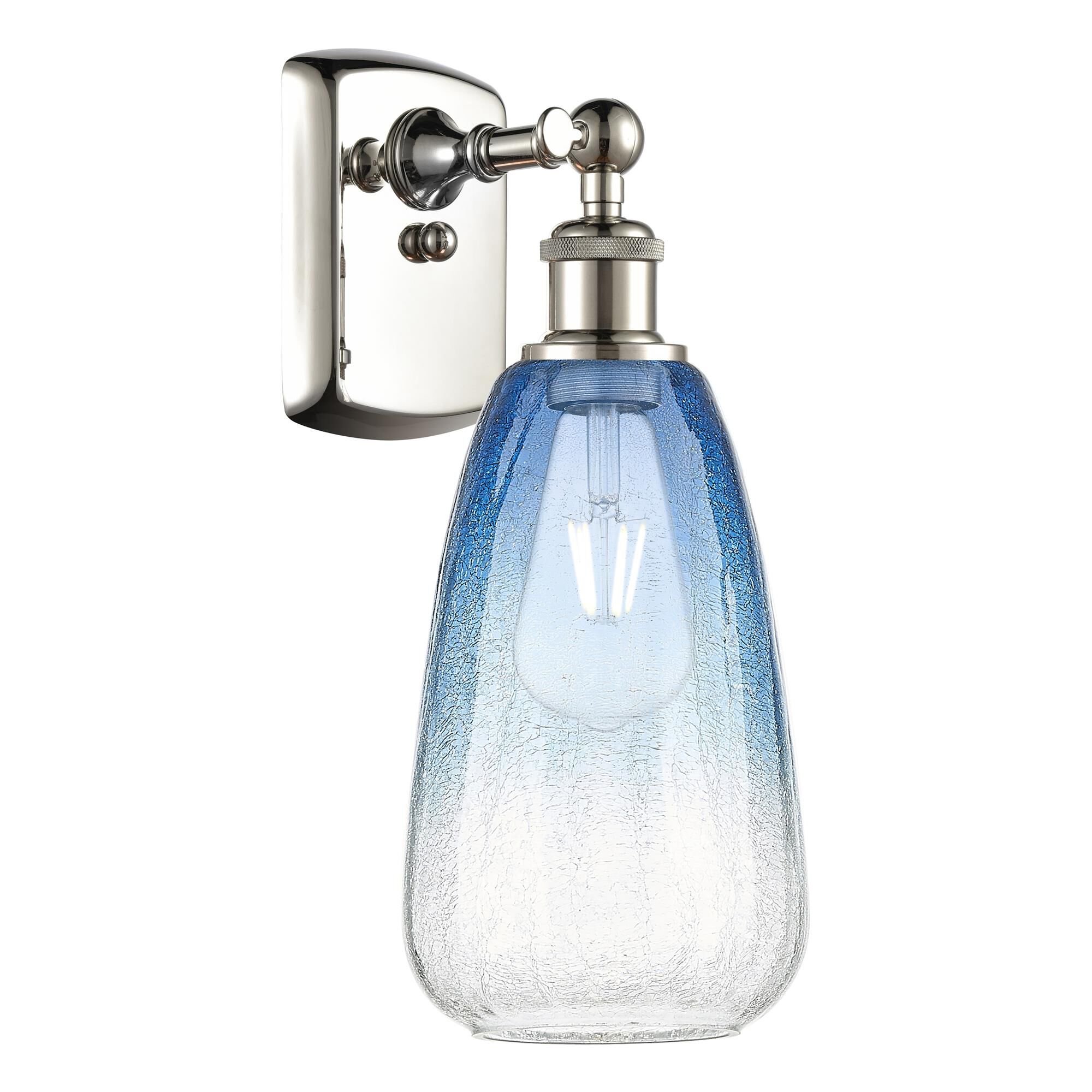 Shown in Polished Nickel finish and Sapphire Blue glass