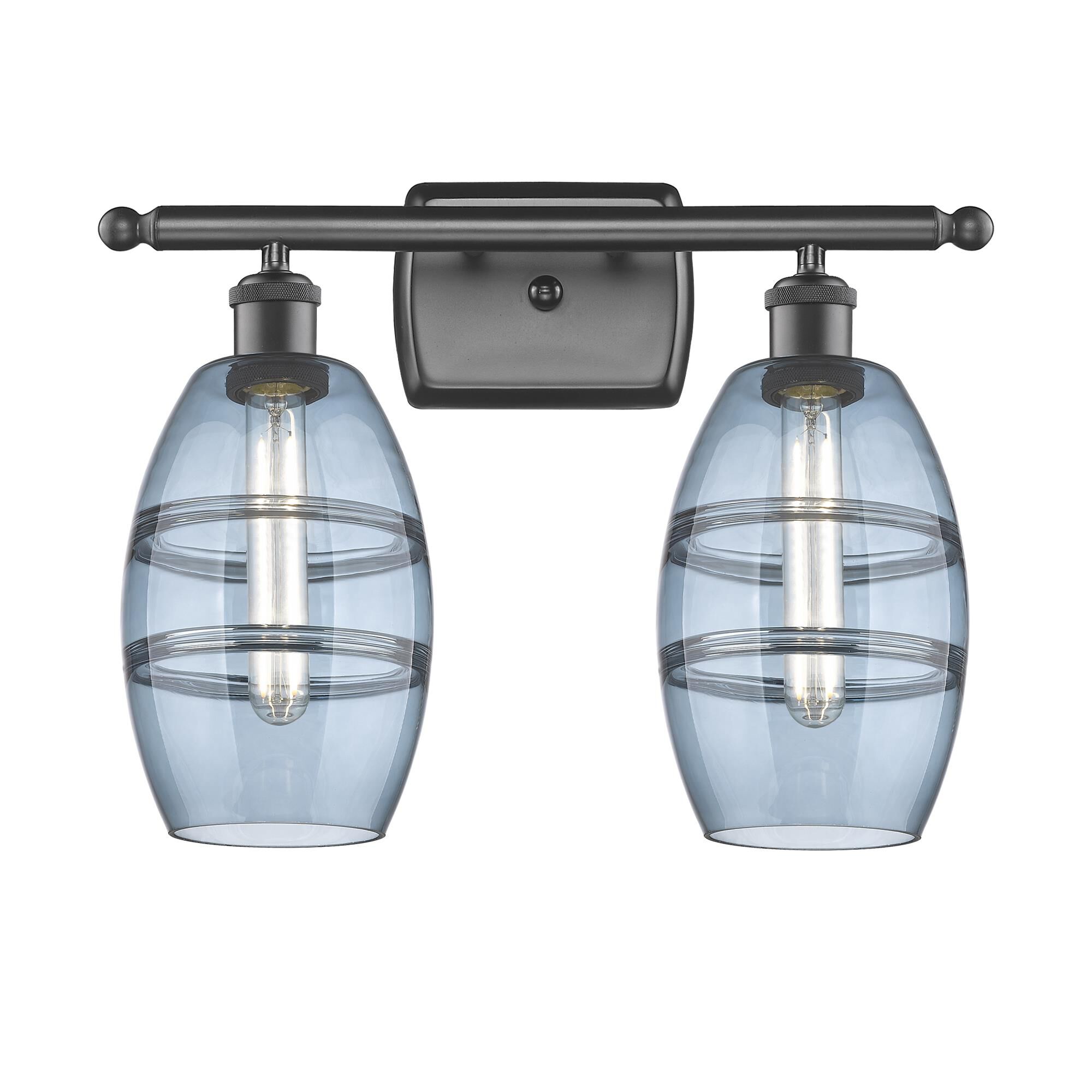 Shown in Oil Rubbed Bronze finish and Princess Blue glass